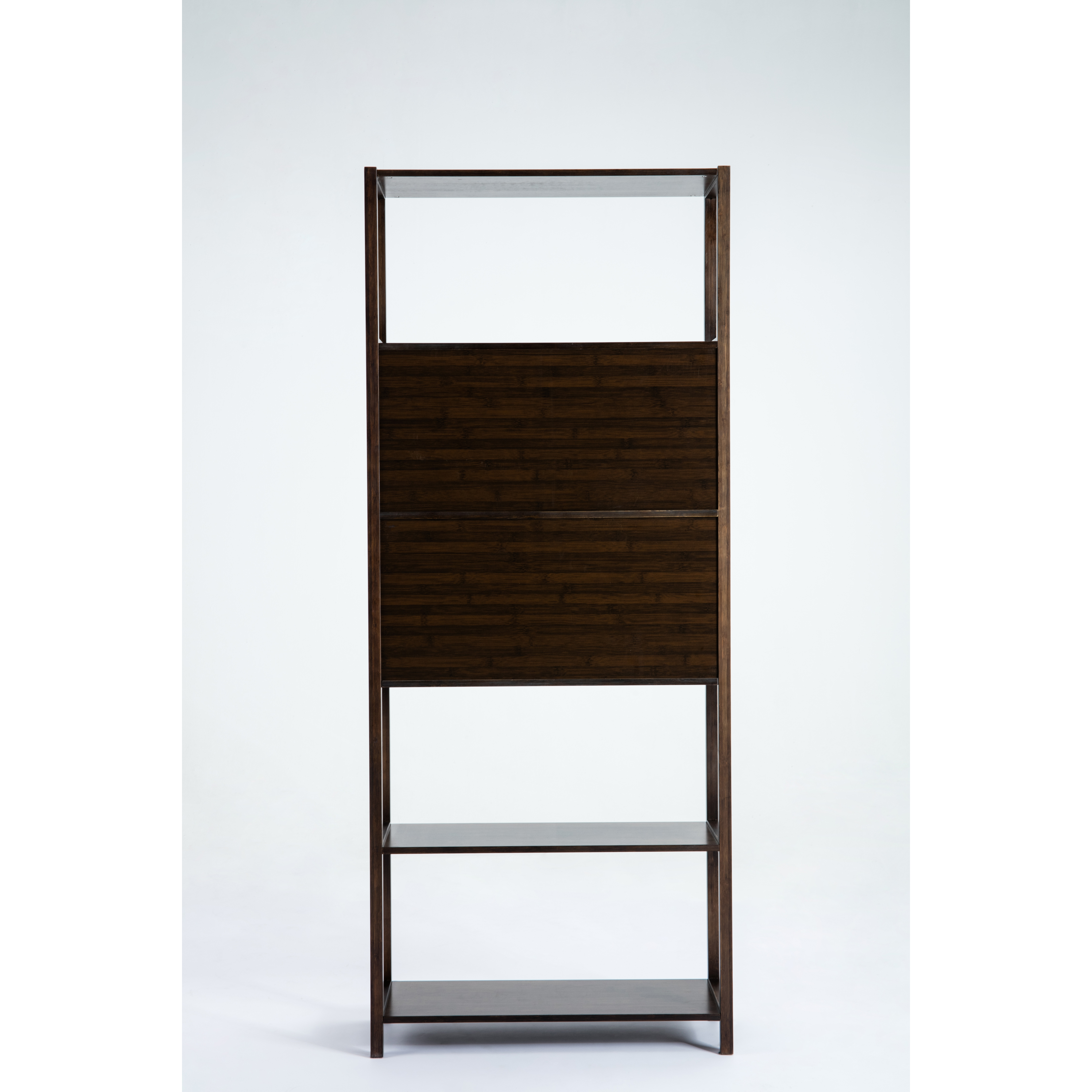 Selma Bamboo Bookcase - Left Facing Spindle Cabinet, Cappuccino