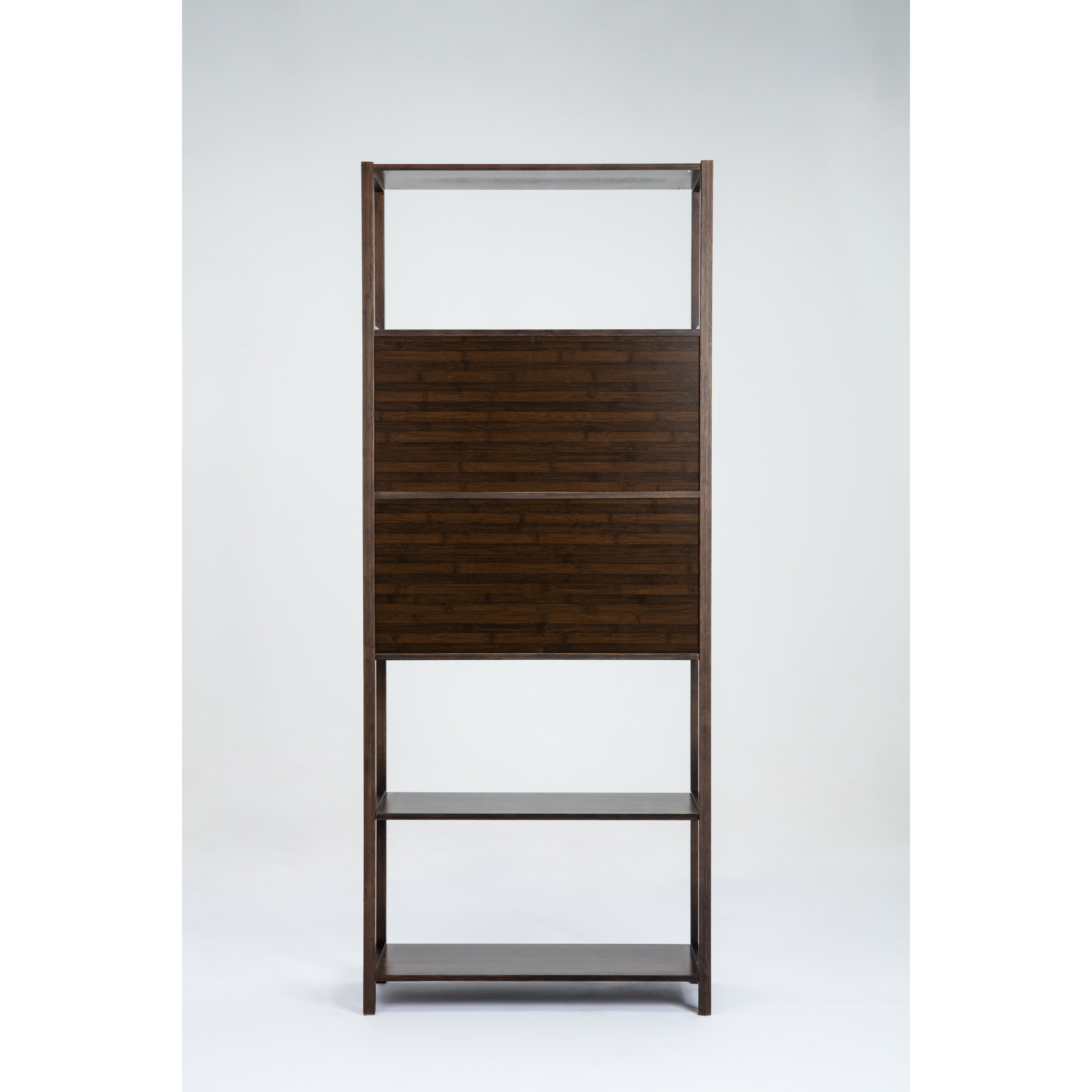 Selma Bamboo Bookcase - Right Facing Spindle Cabinet, Cappuccino