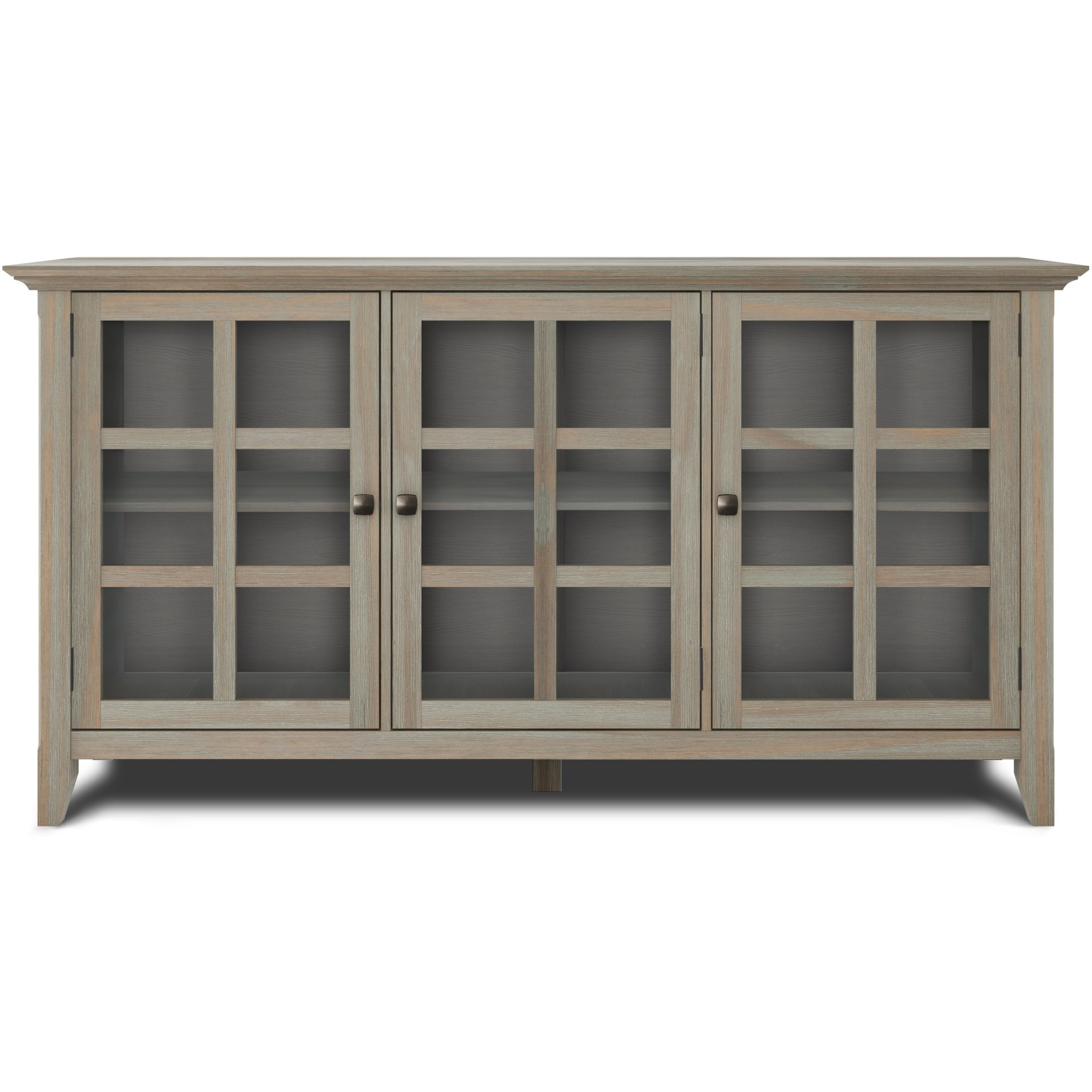 Acadian SOLID WOOD 62 inch Wide Transitional Wide Storage Cabinet in Distressed Grey