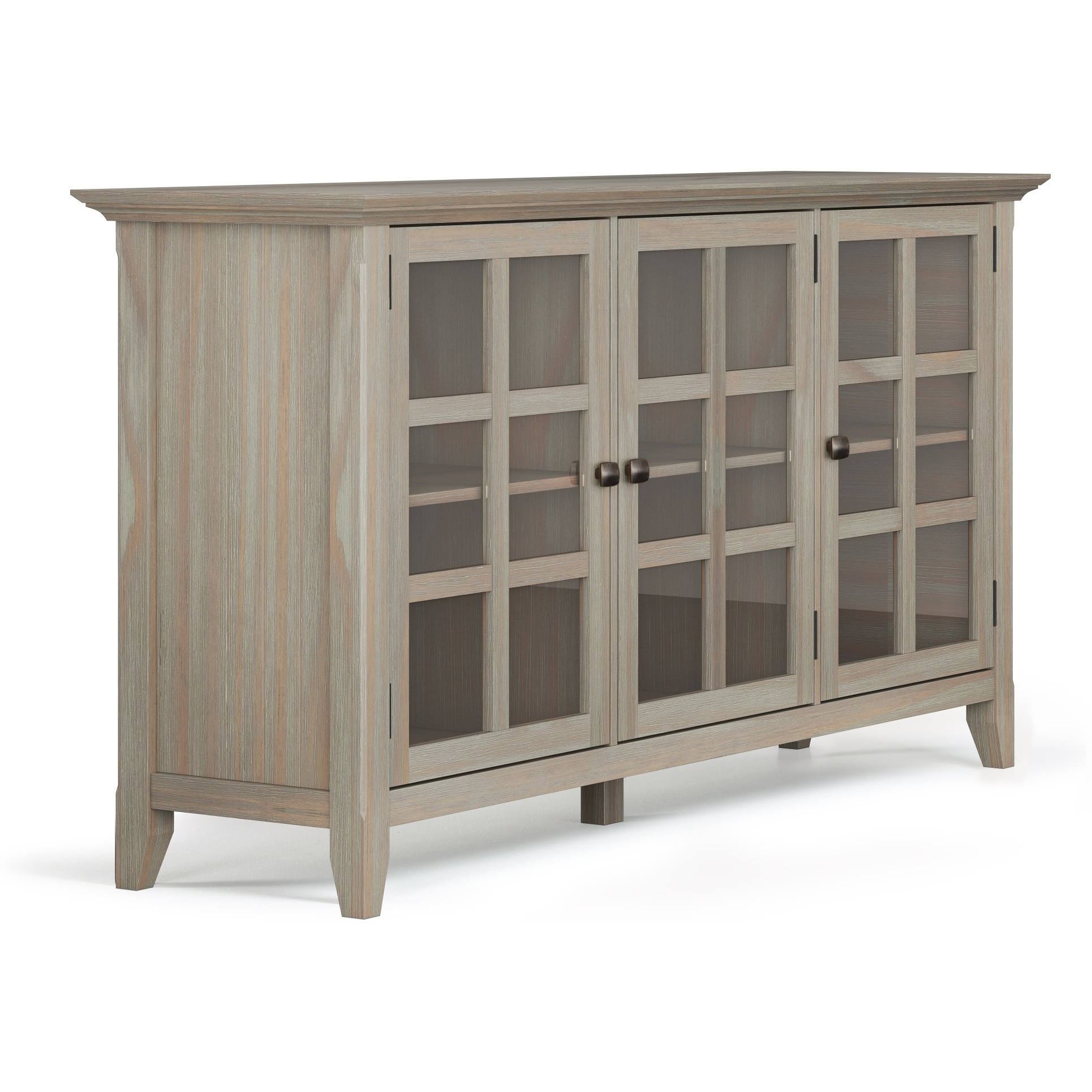 Acadian SOLID WOOD 62 inch Wide Transitional Wide Storage Cabinet in Distressed Grey