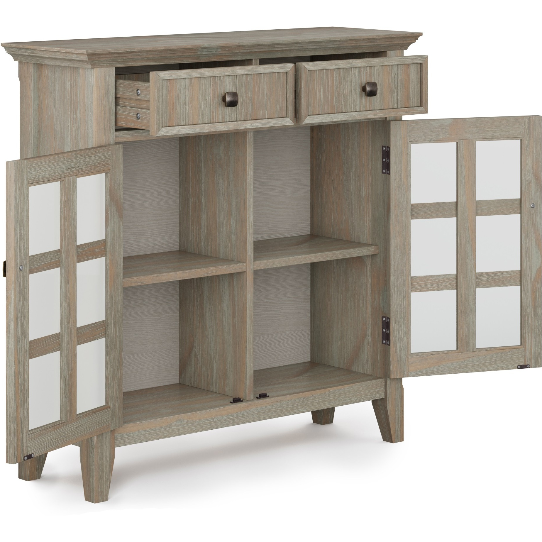 Acadian SOLID WOOD 36 inch Wide Transitional Entryway Hallway Storage Cabinet in Distressed Grey