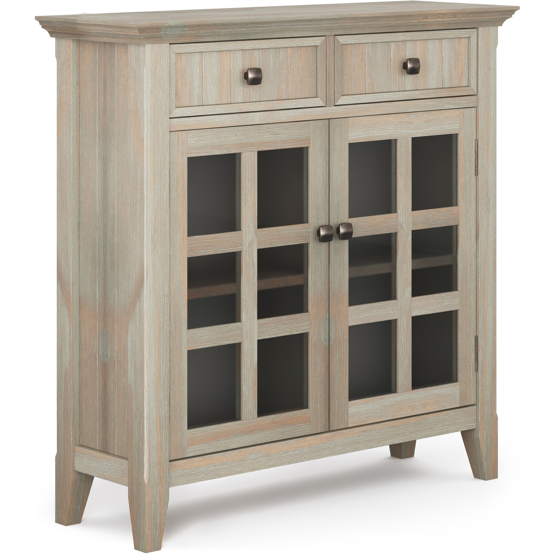 Acadian SOLID WOOD 36 inch Wide Transitional Entryway Hallway Storage Cabinet in Distressed Grey