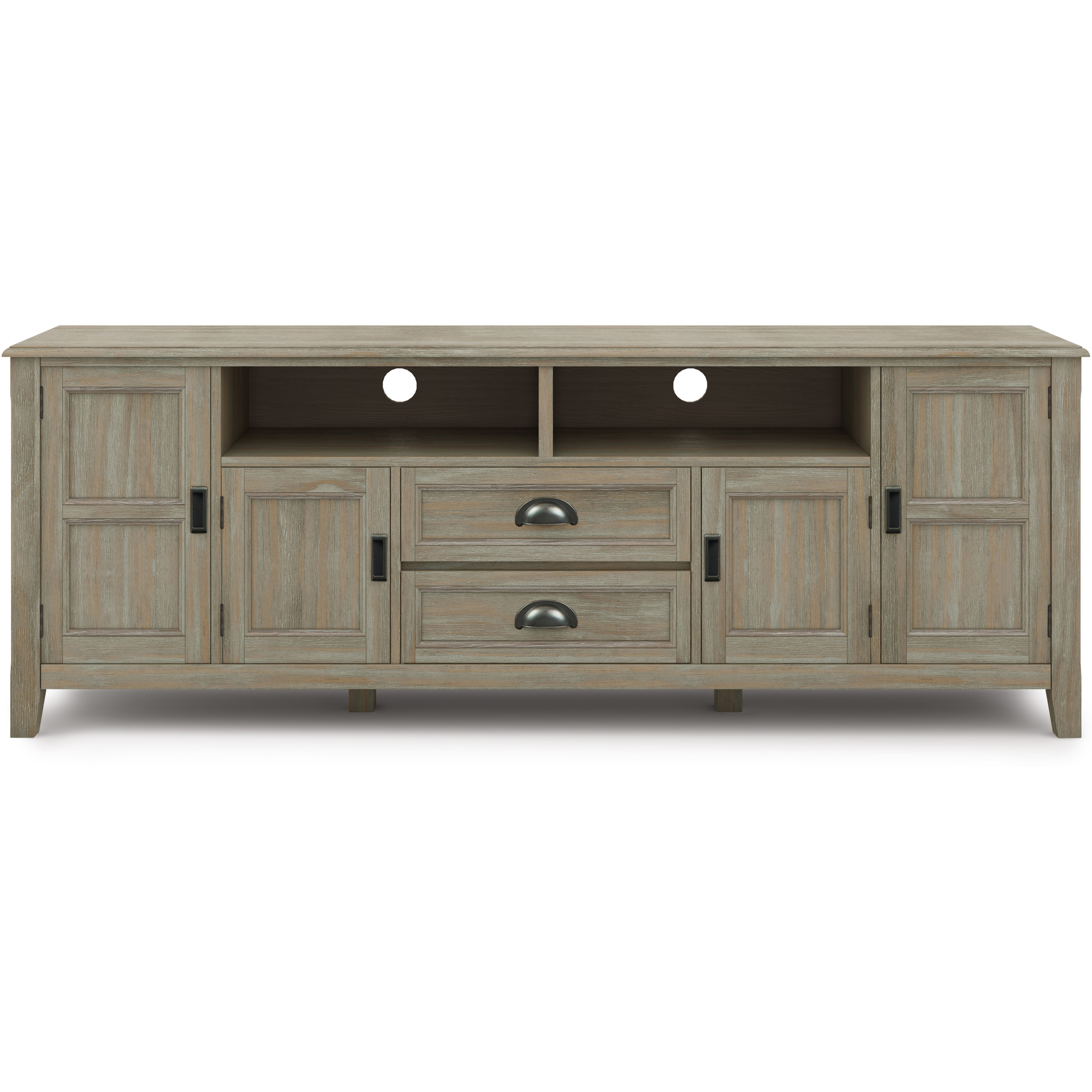 Burlington SOLID WOOD 72 inch TV Media Stand in Distressed Grey For TVs up to 80 inches