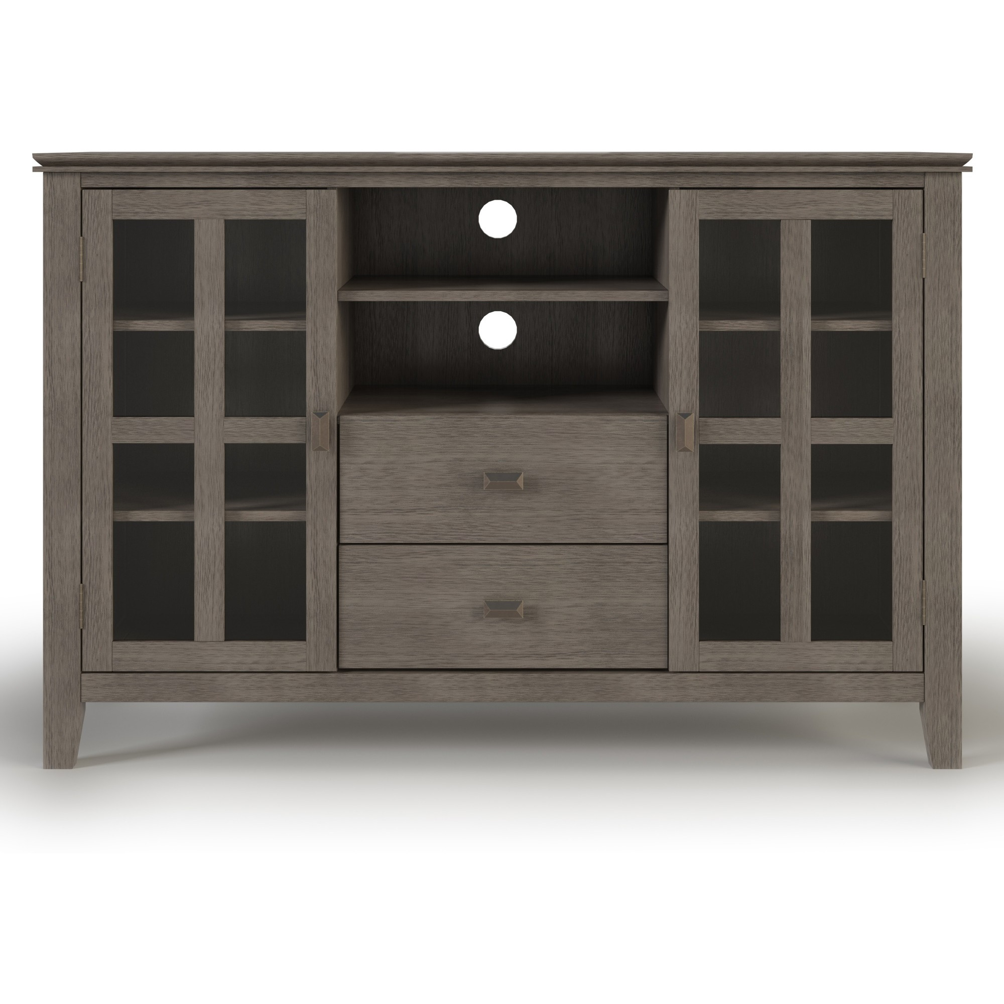 Artisan SOLID WOOD 53 inch Wide Transitional TV Media Stand in Farmhouse Grey For TVs up to 60 inches
