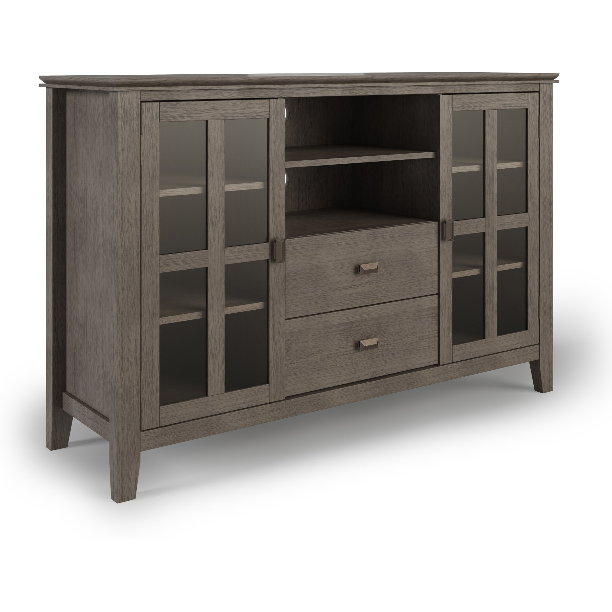 Artisan SOLID WOOD 53 inch Wide Transitional TV Media Stand in Farmhouse Grey For TVs up to 60 inches