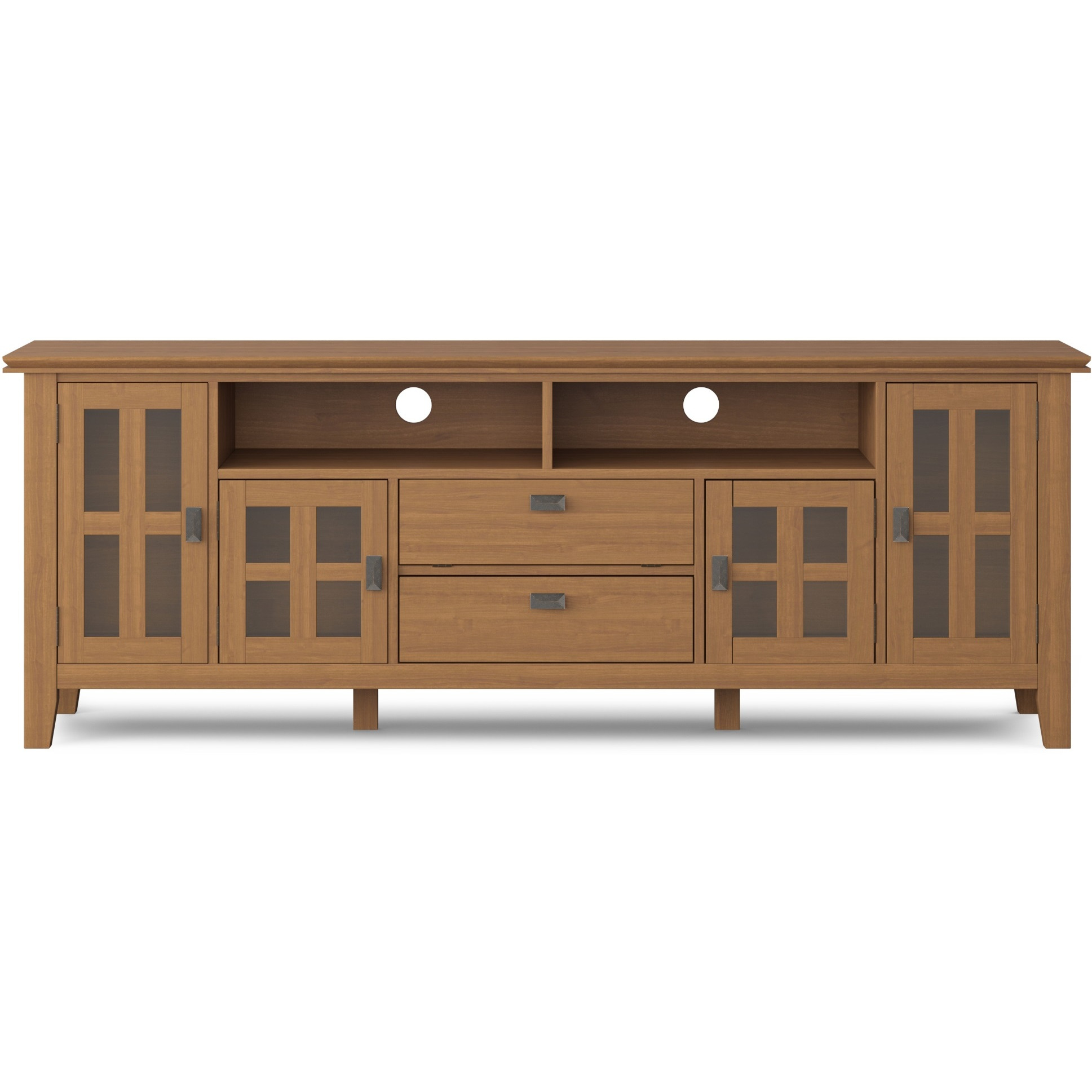 Artisan SOLID WOOD 72 inch Wide Transitional TV Media Stand in Honey Brown For TVs up to 80 inches