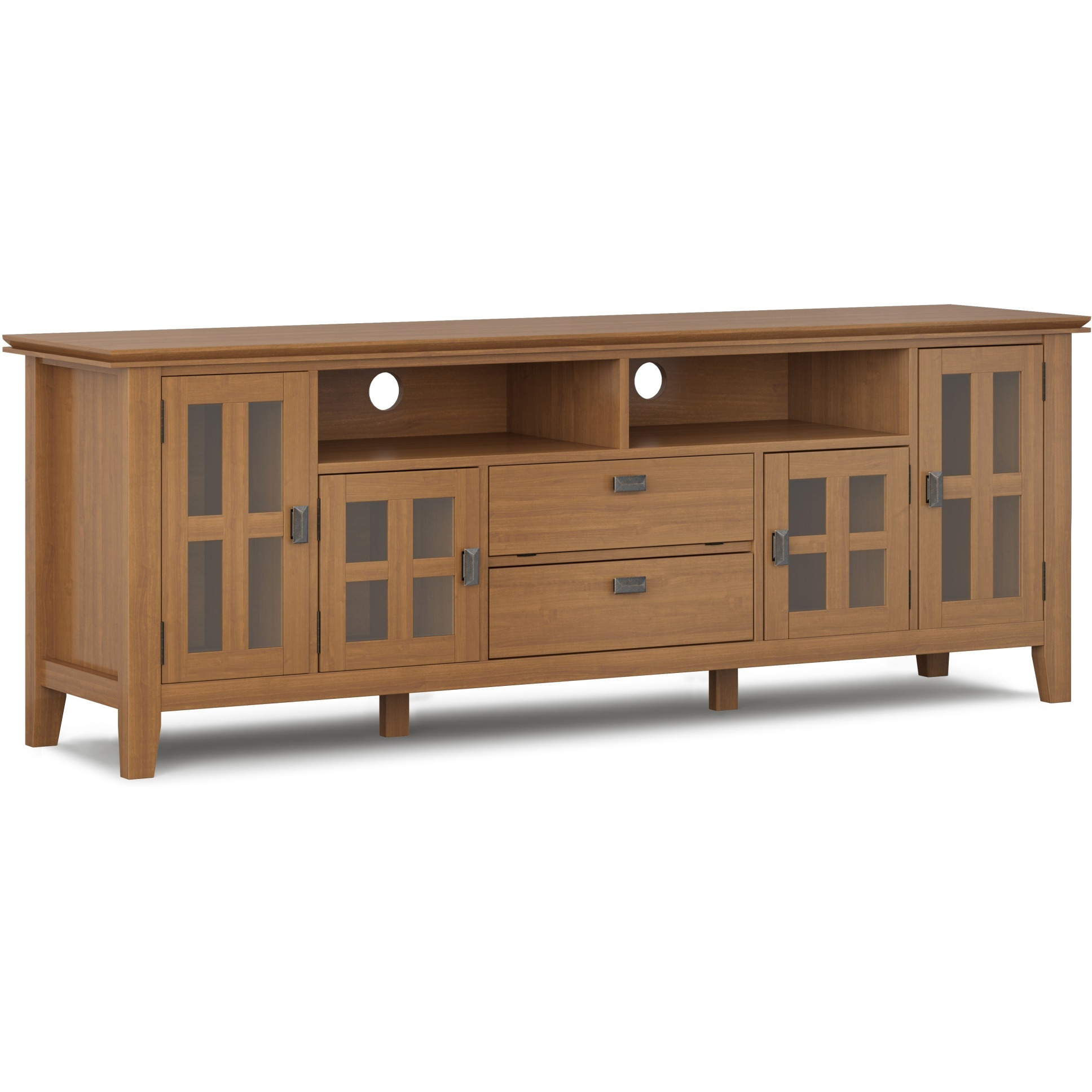 Artisan SOLID WOOD 72 inch Wide Transitional TV Media Stand in Honey Brown For TVs up to 80 inches