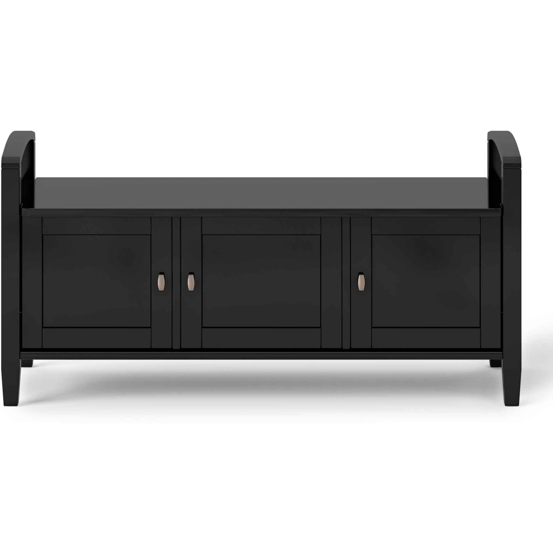 Warm Shaker SOLID WOOD 44 inch Wide Transitional Entryway Storage Bench in Black