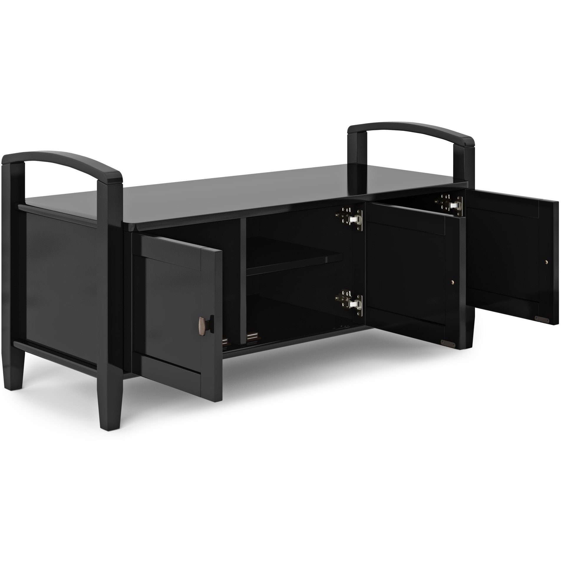 Warm Shaker SOLID WOOD 44 inch Wide Transitional Entryway Storage Bench in Black