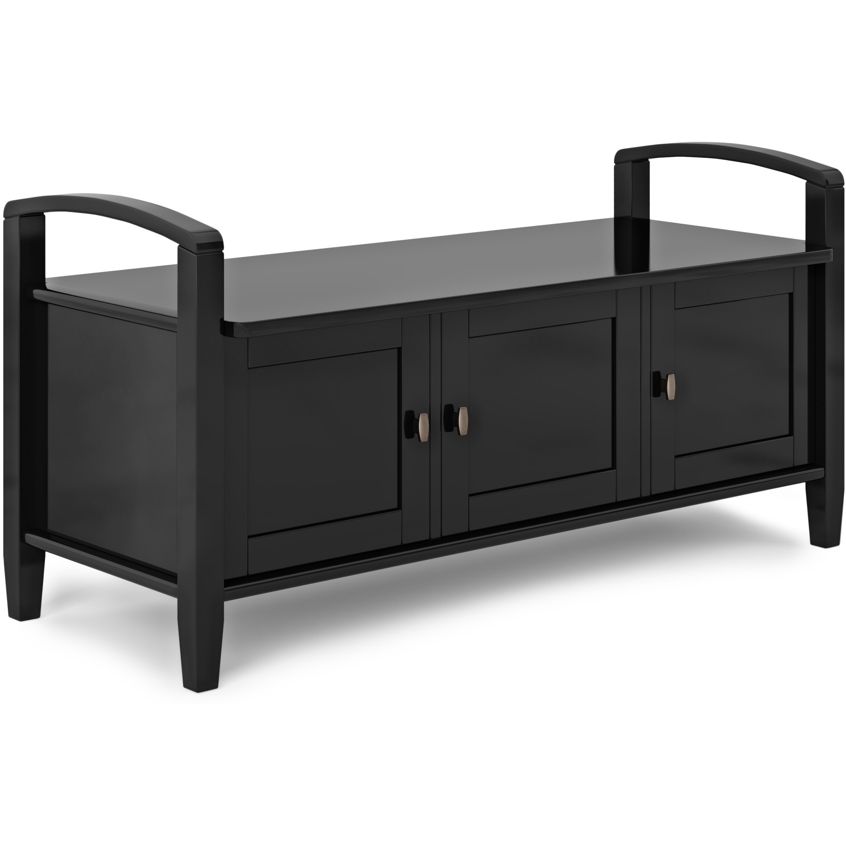 Warm Shaker SOLID WOOD 44 inch Wide Transitional Entryway Storage Bench in Black