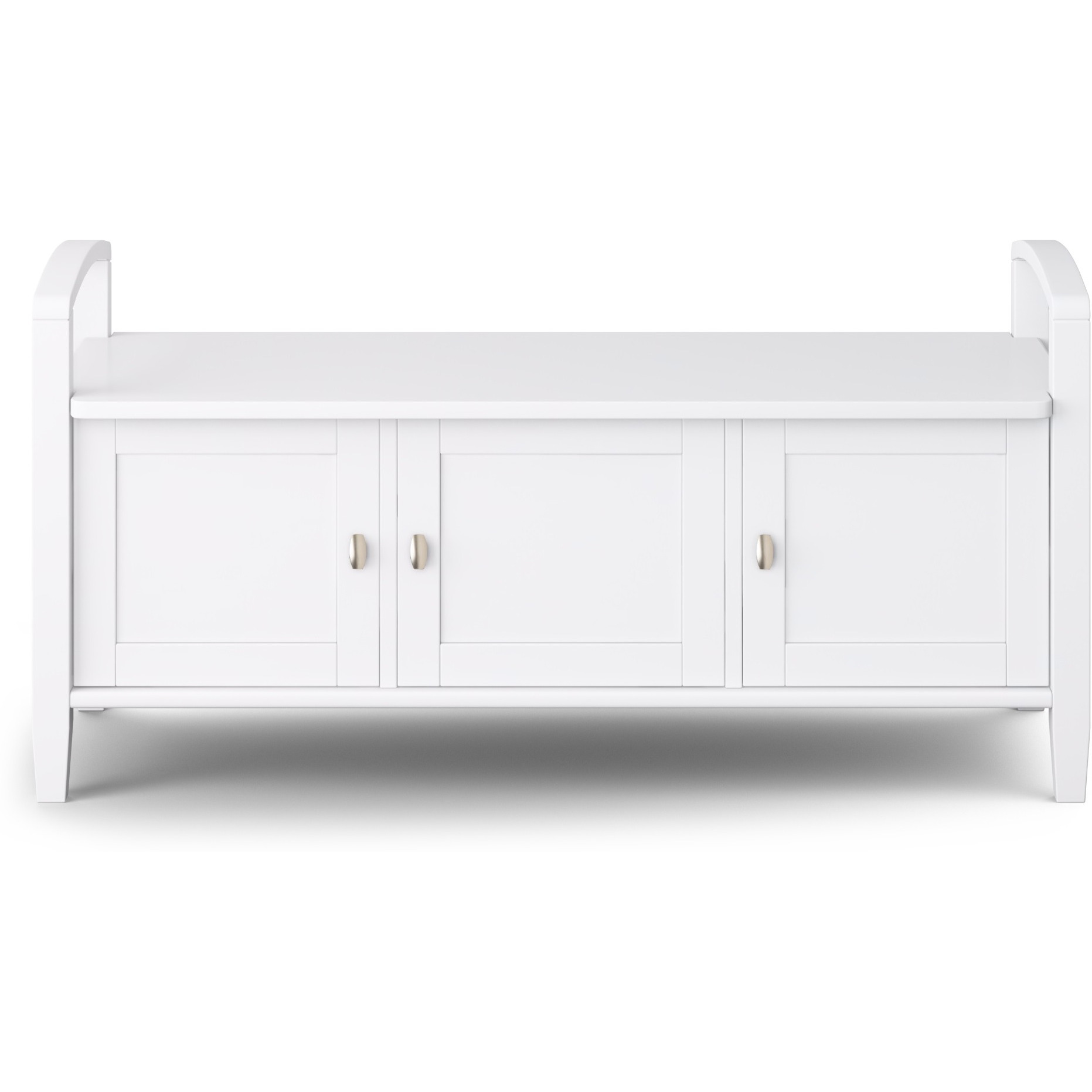Warm Shaker SOLID WOOD 44 inch Wide Transitional Entryway Storage Bench in White