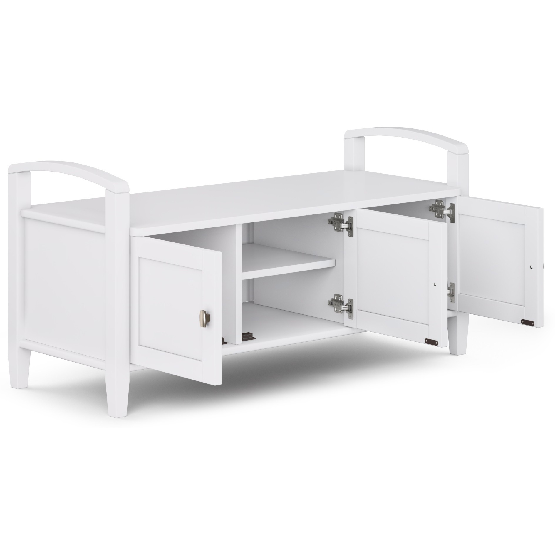Warm Shaker SOLID WOOD 44 inch Wide Transitional Entryway Storage Bench in White