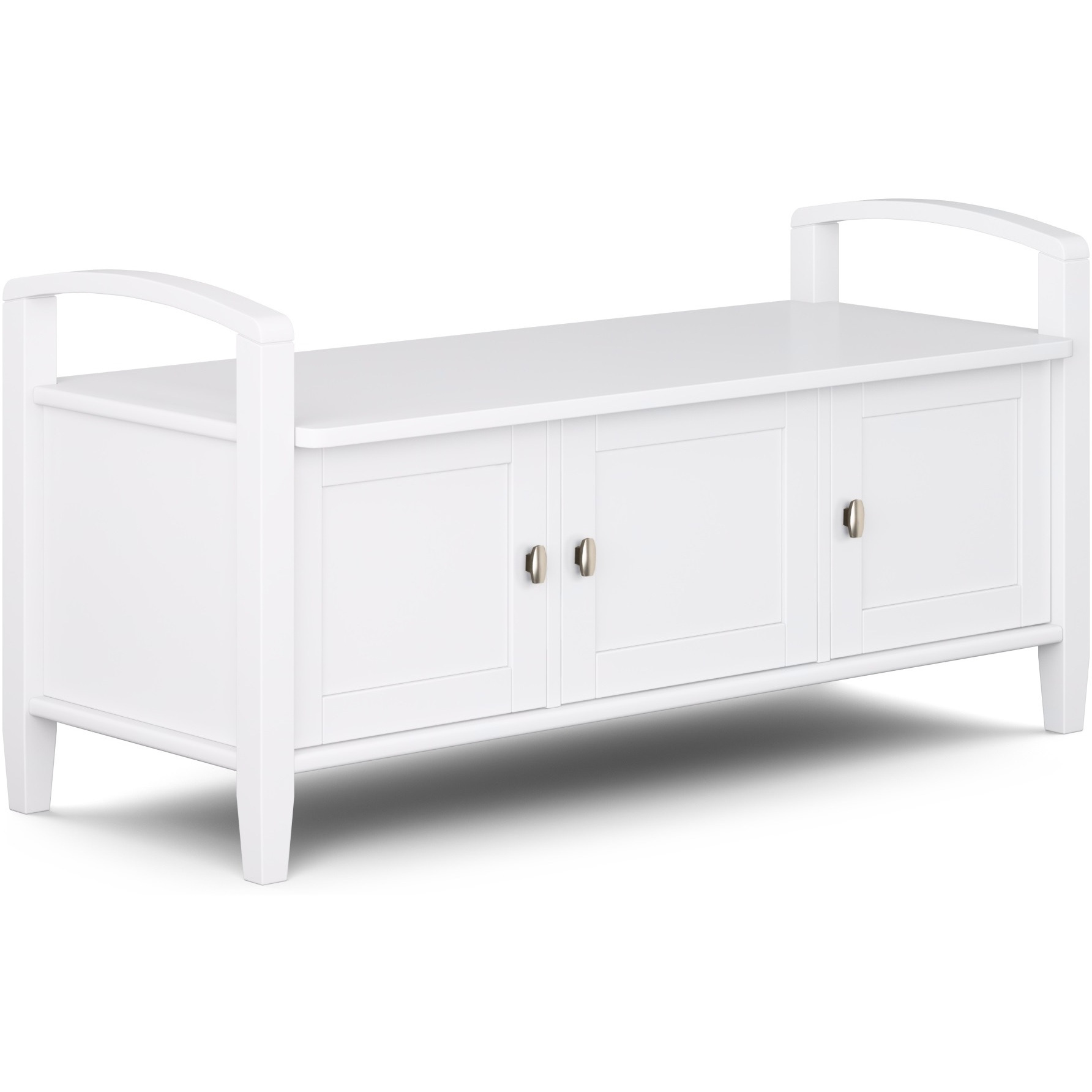 Warm Shaker SOLID WOOD 44 inch Wide Transitional Entryway Storage Bench in White