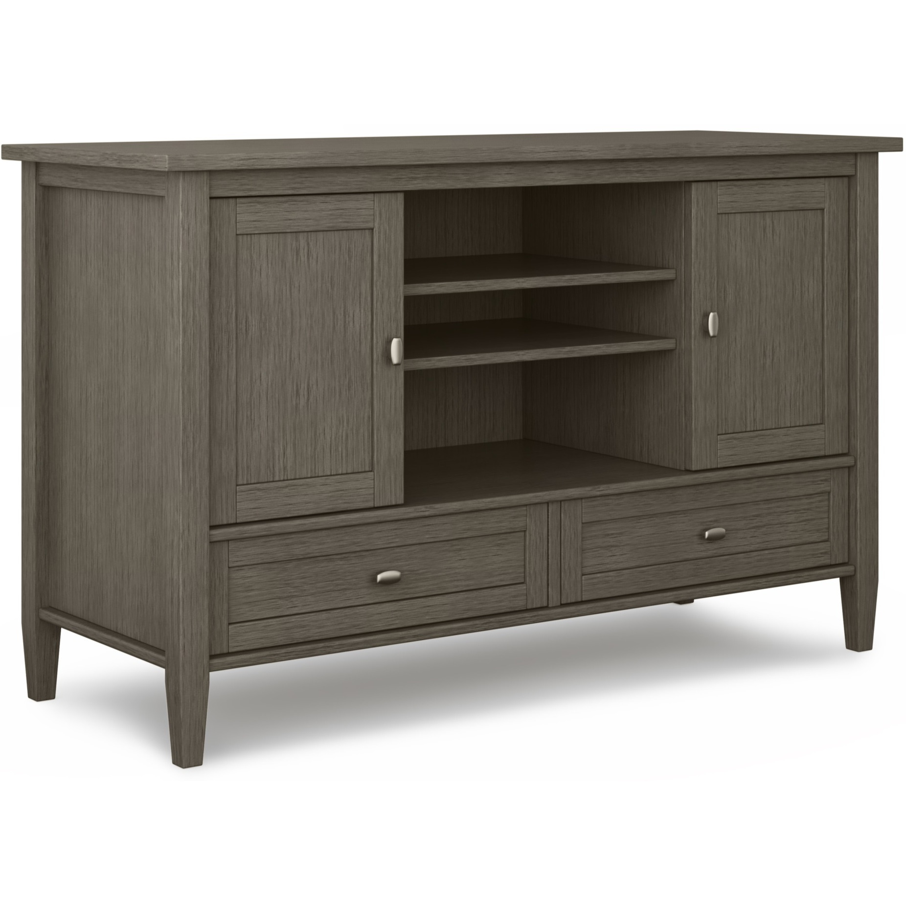 Warm Shaker SOLID WOOD 47 inch Wide Transitional TV Media Stand in Farmhouse Grey For TVs up to 50 inches