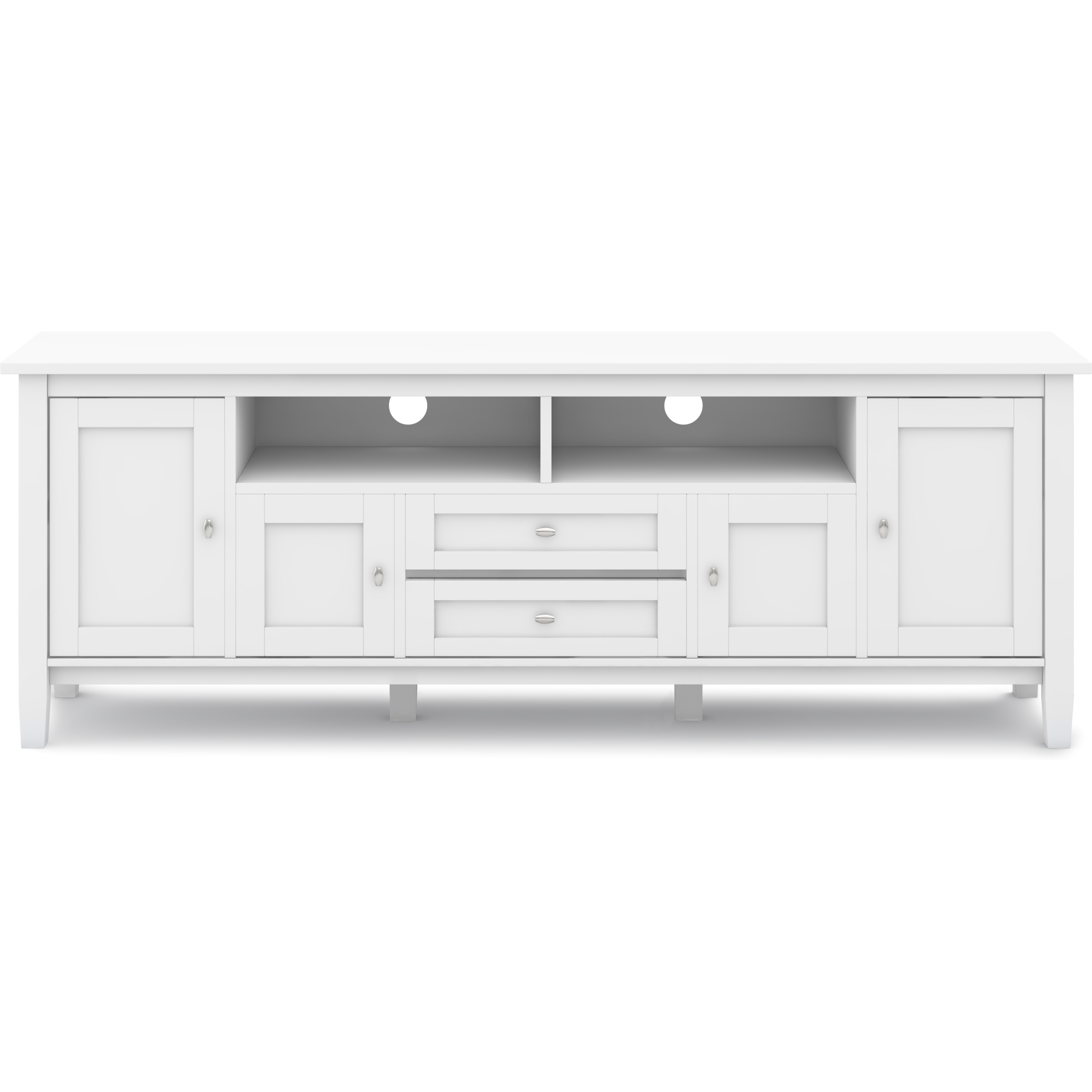 Warm Shaker SOLID WOOD 72 inch TV Media Stand in White For TVs up to 80 inches