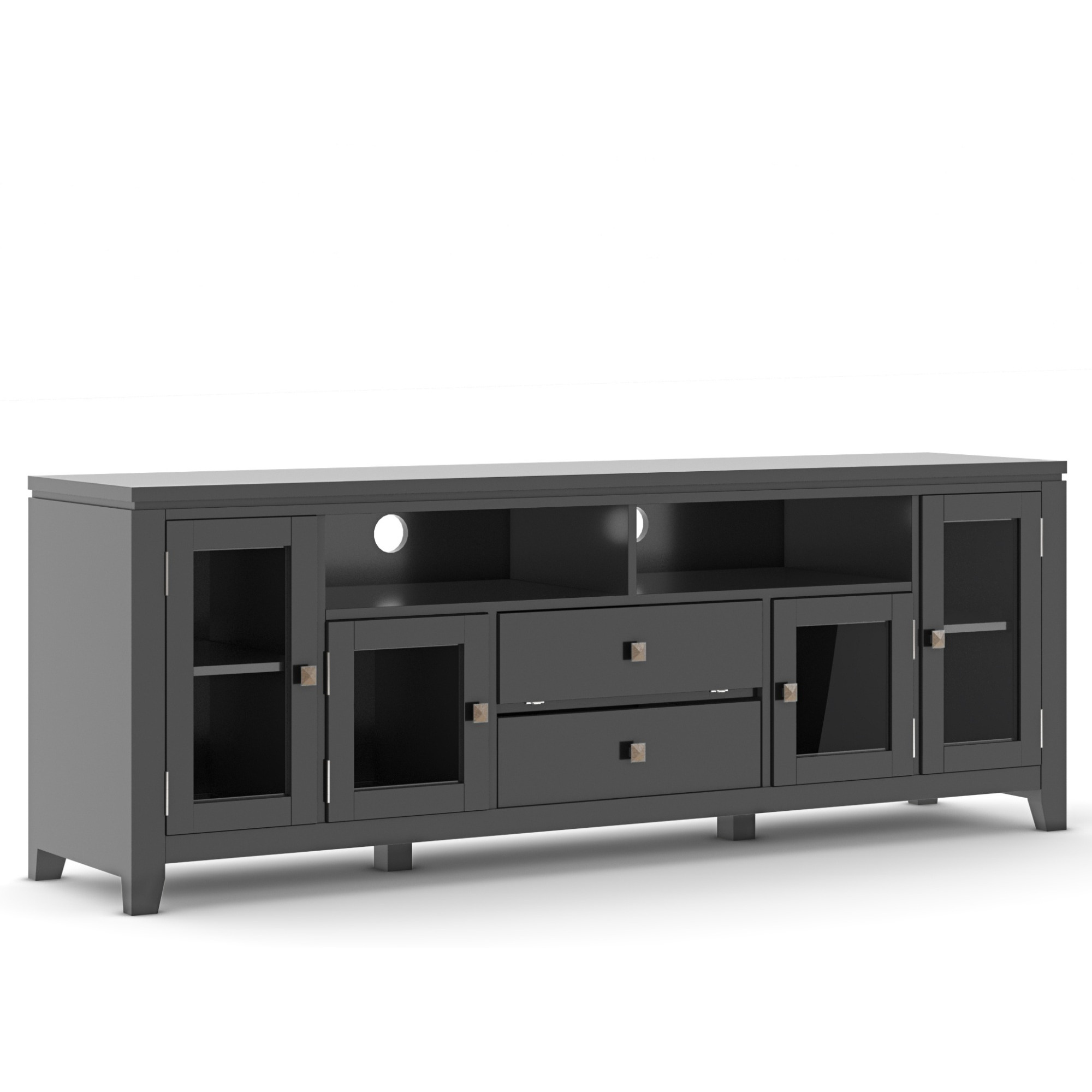 Cosmopolitan Solid Wood 72 in Wide TV Media Stand & For TVs up to 80 inches - Black