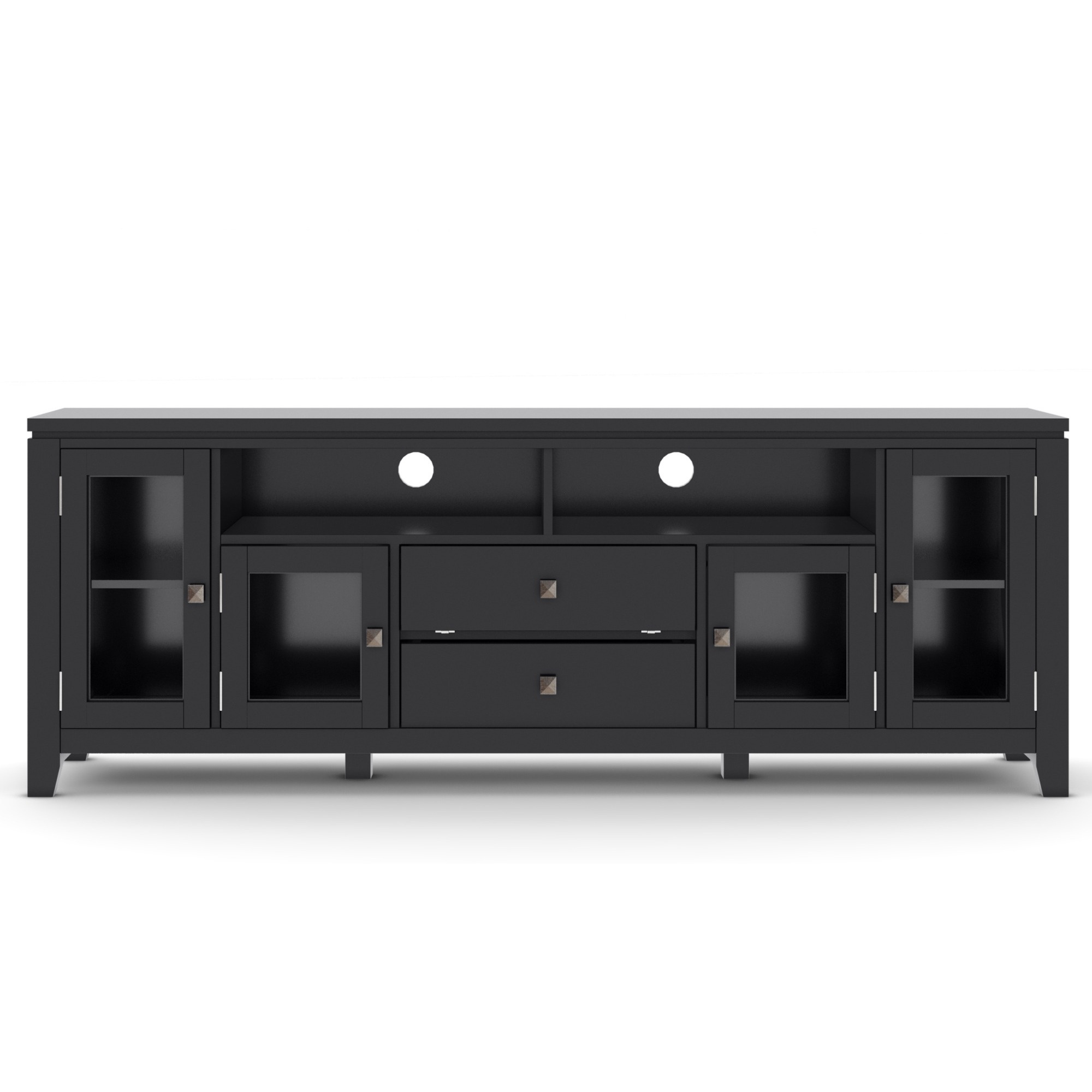 Cosmopolitan Solid Wood 72 in Wide TV Media Stand & For TVs up to 80 inches - Black
