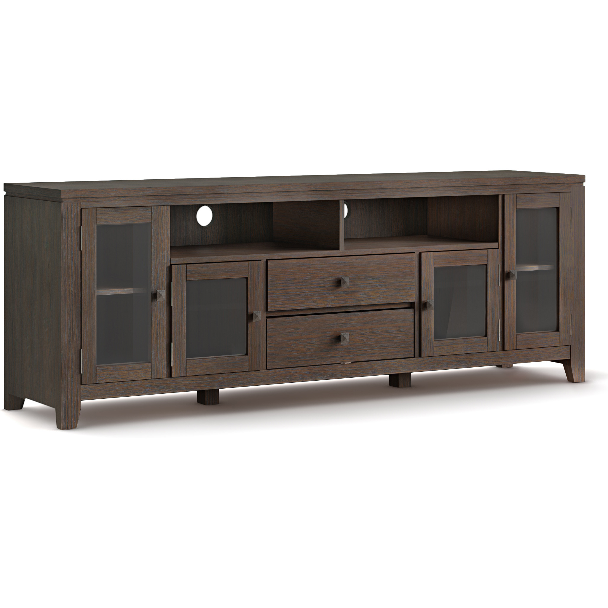 Cosmopolitan SOLID WOOD 72 inch Wide TV Media Stand in Farmhouse Brown For TVs up to 80 inches