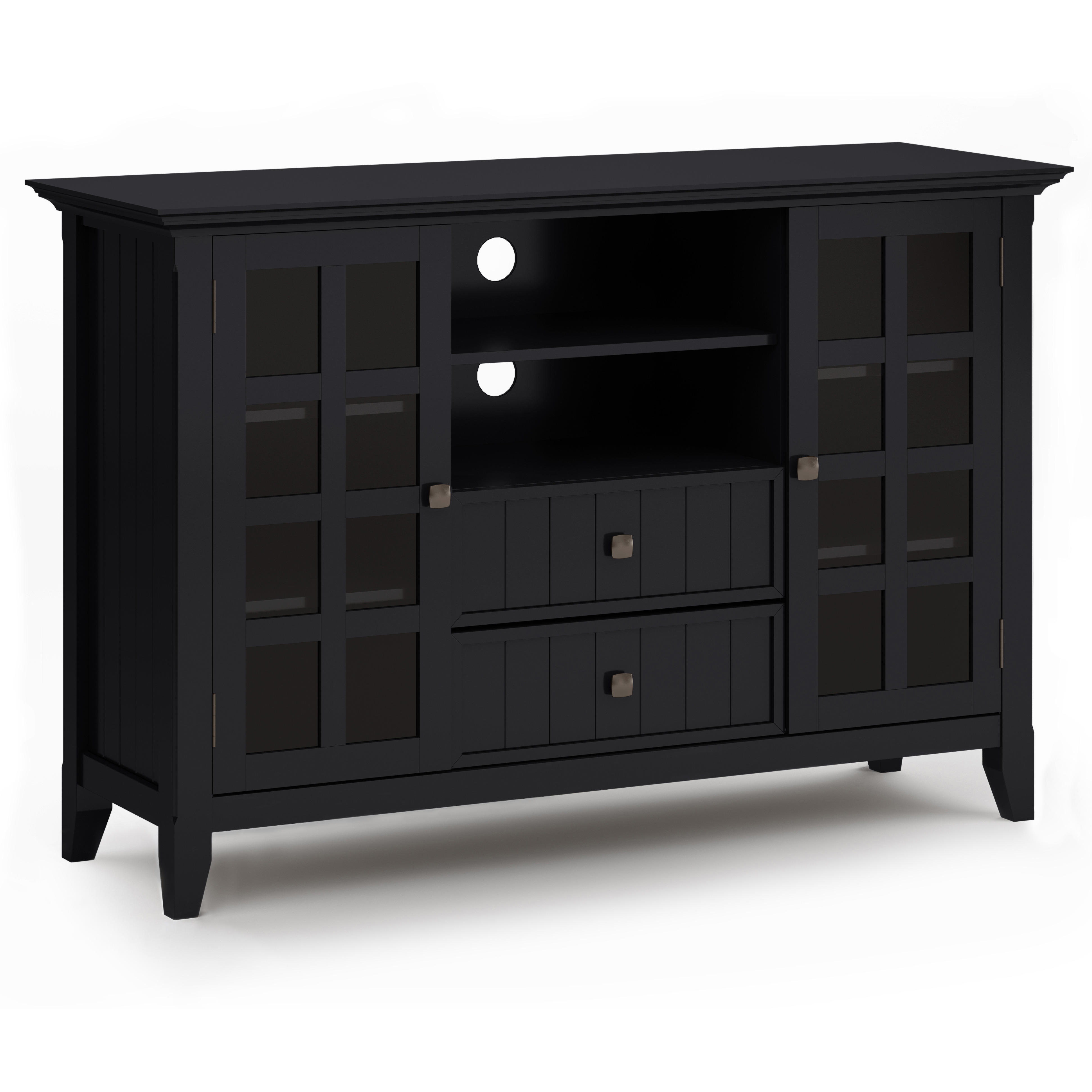 Acadian SOLID WOOD Tall TV Media Stand in Black For TVs up to 60 inches