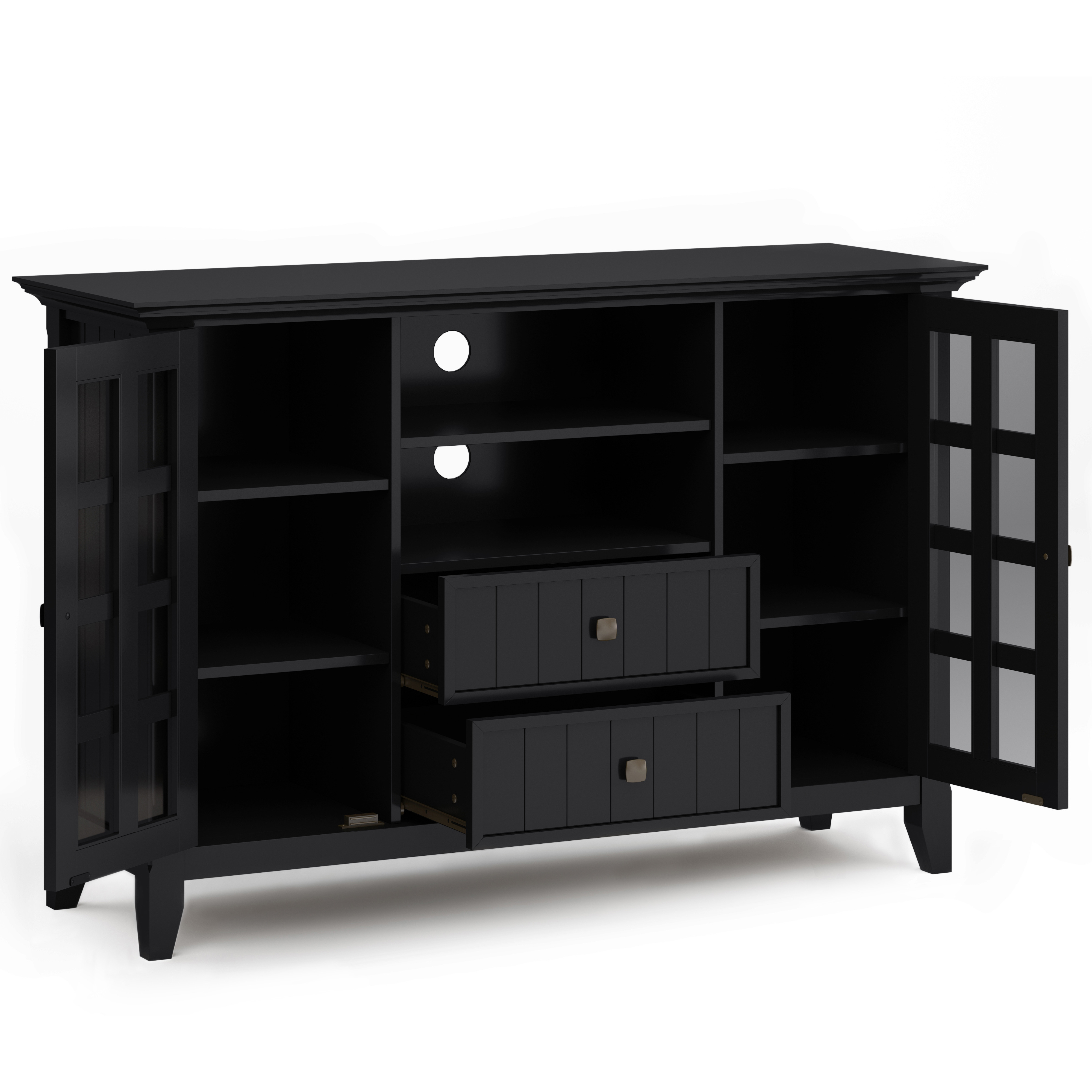 Acadian SOLID WOOD Tall TV Media Stand in Black For TVs up to 60 inches