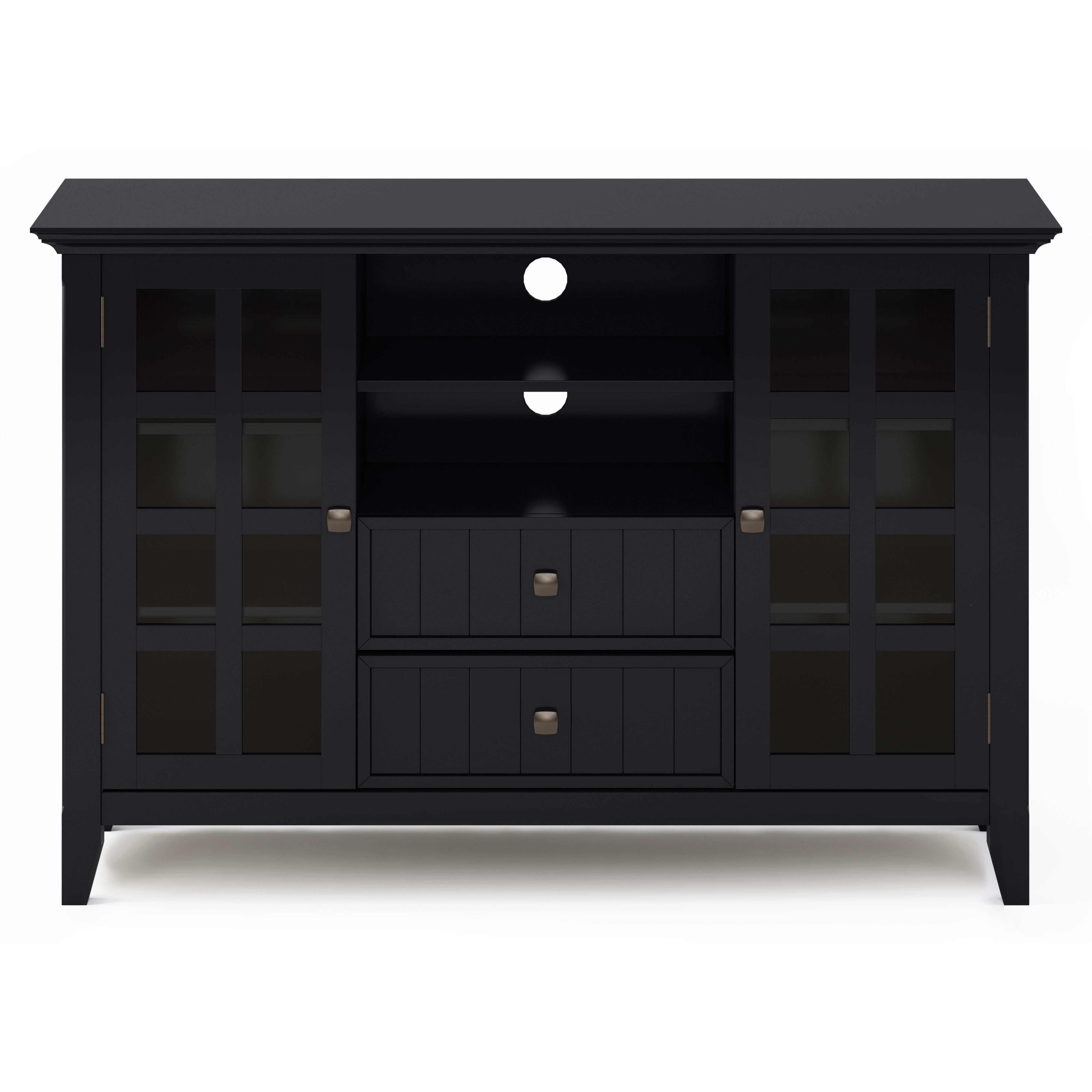 Acadian SOLID WOOD Tall TV Media Stand in Black For TVs up to 60 inches