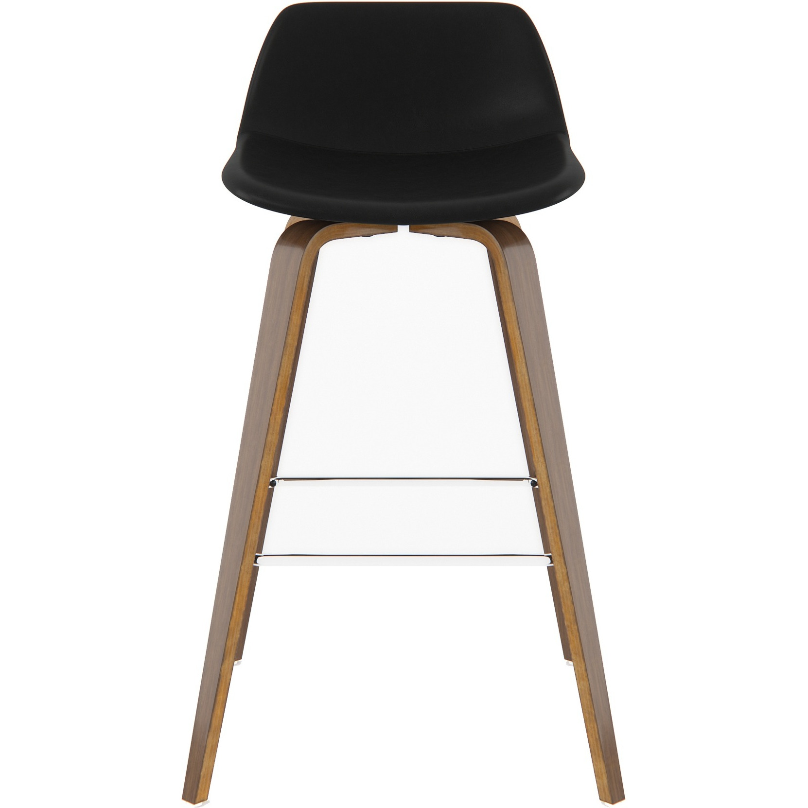 Randolph Mid-Century Modern Bentwood Counter Height Stool (Set of 2) in Black Faux Leather