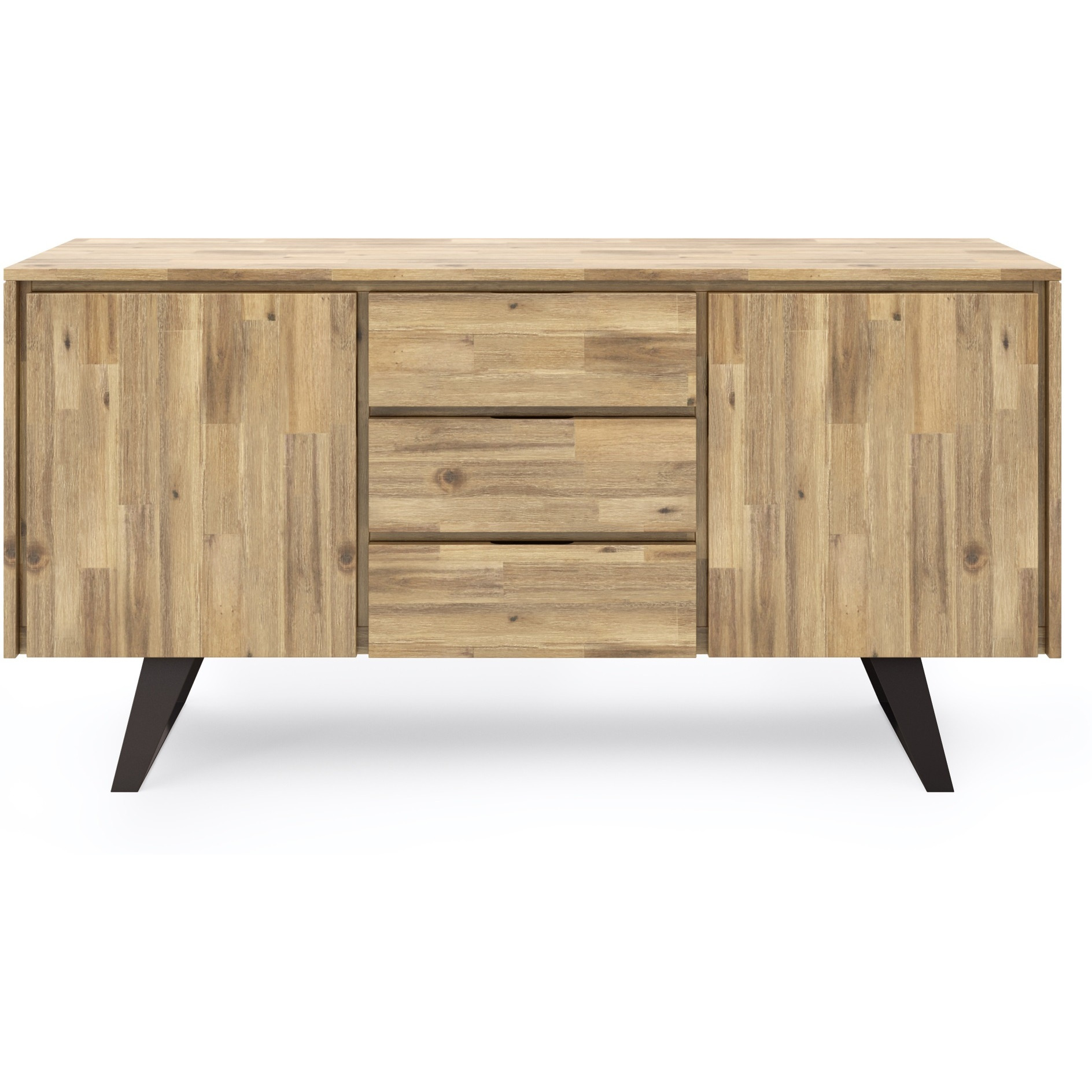 Lowry SOLID ACACIA WOOD Sideboard Buffet in Distressed Golden Wheat