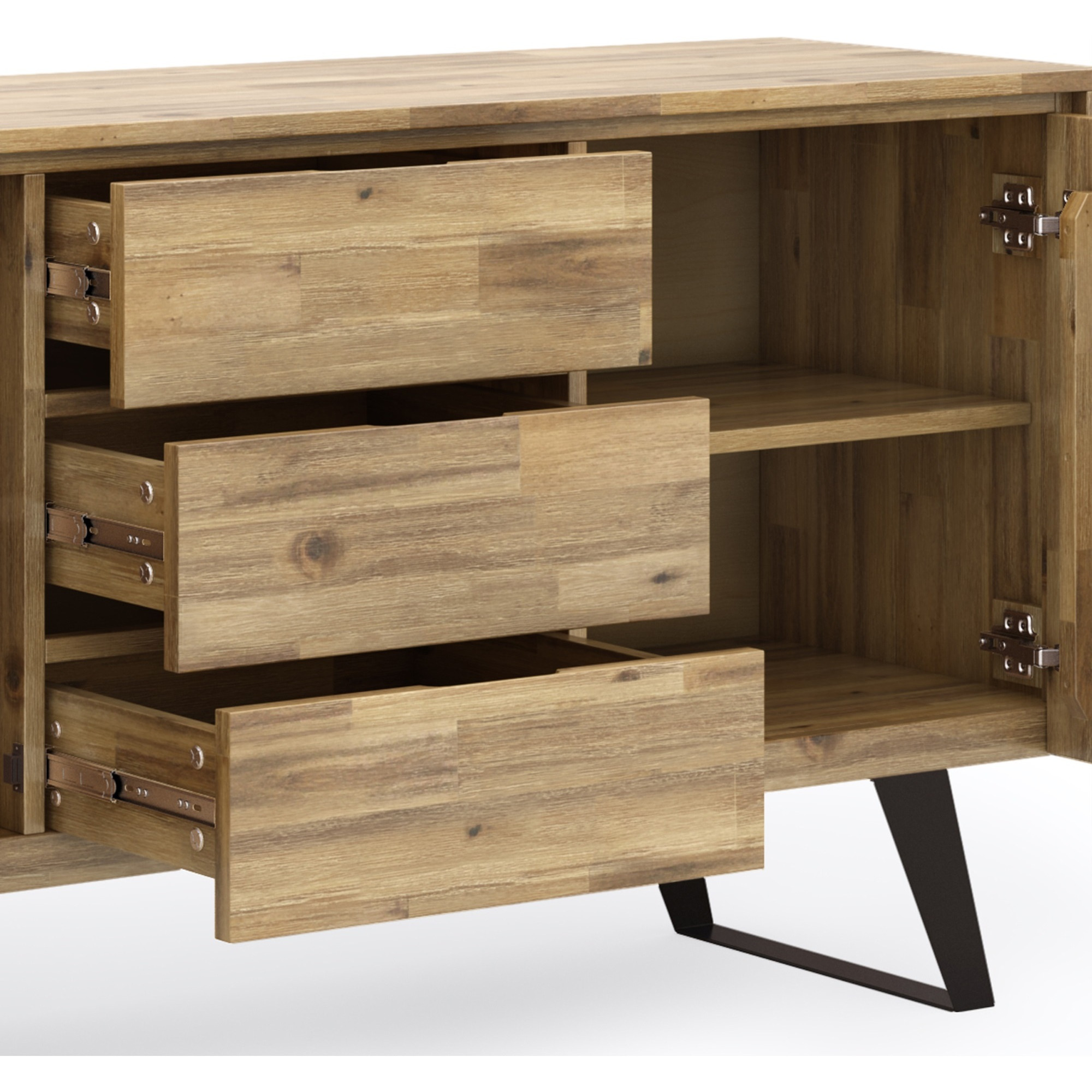 Lowry SOLID ACACIA WOOD Sideboard Buffet in Distressed Golden Wheat