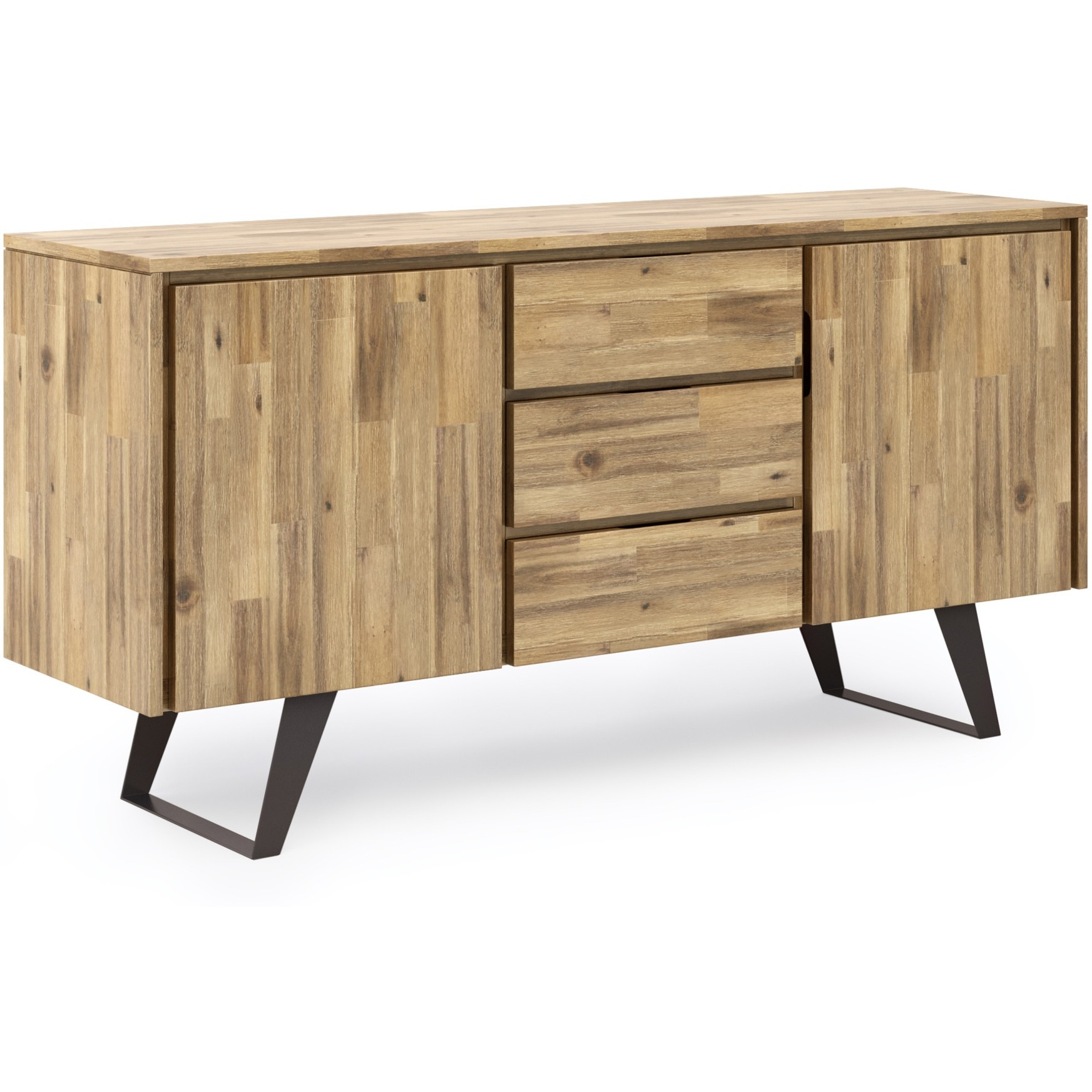 Lowry SOLID ACACIA WOOD Sideboard Buffet in Distressed Golden Wheat