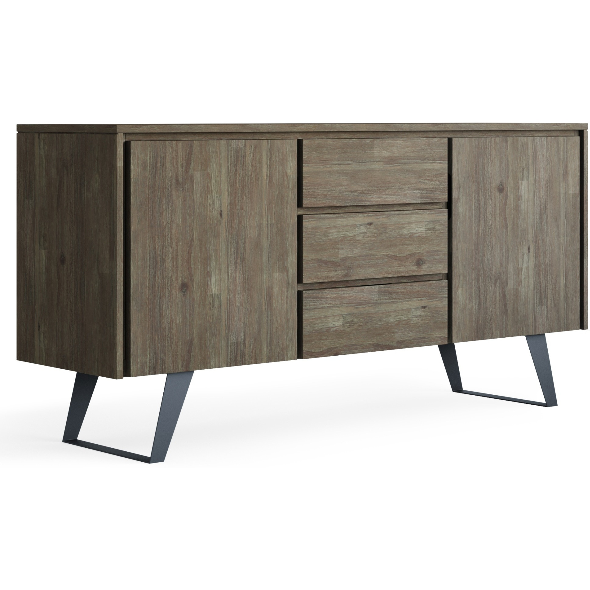 Lowry Solid Acacia Wood & Metal 60 in W Sideboard Buffet - Distressed Grey