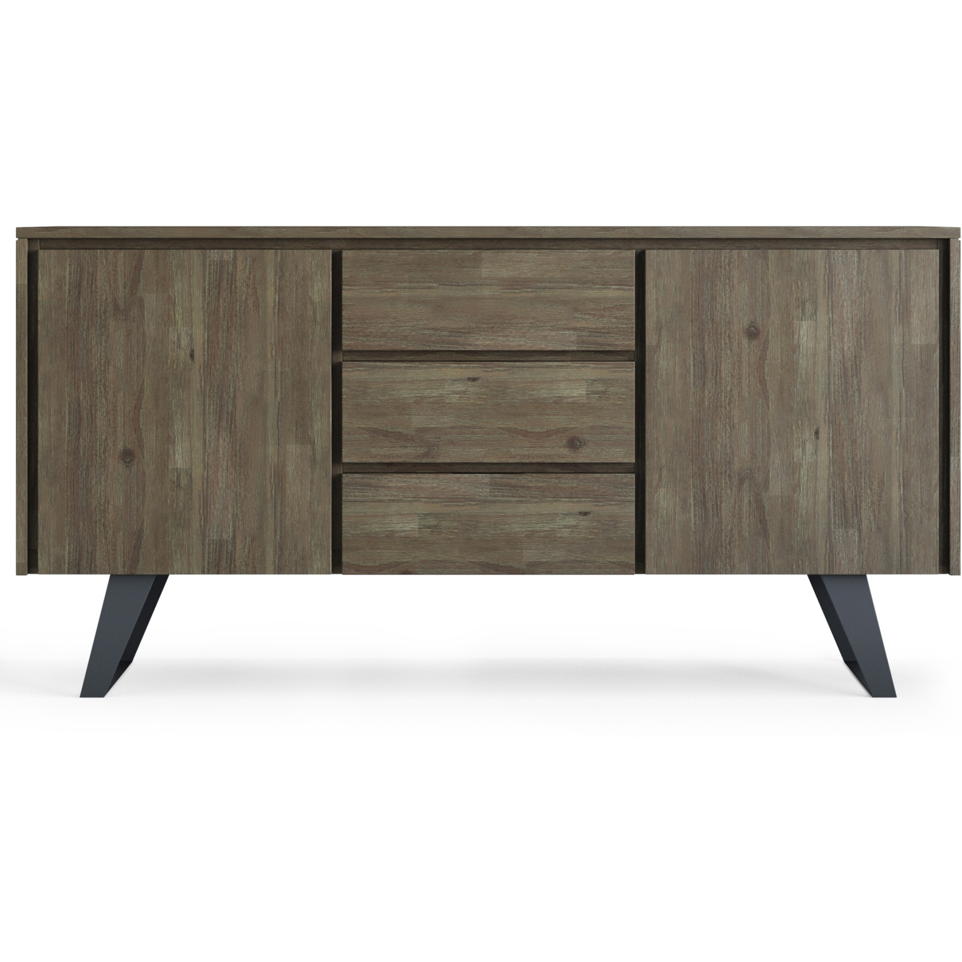 Lowry Solid Acacia Wood & Metal 60 in W Sideboard Buffet - Distressed Grey