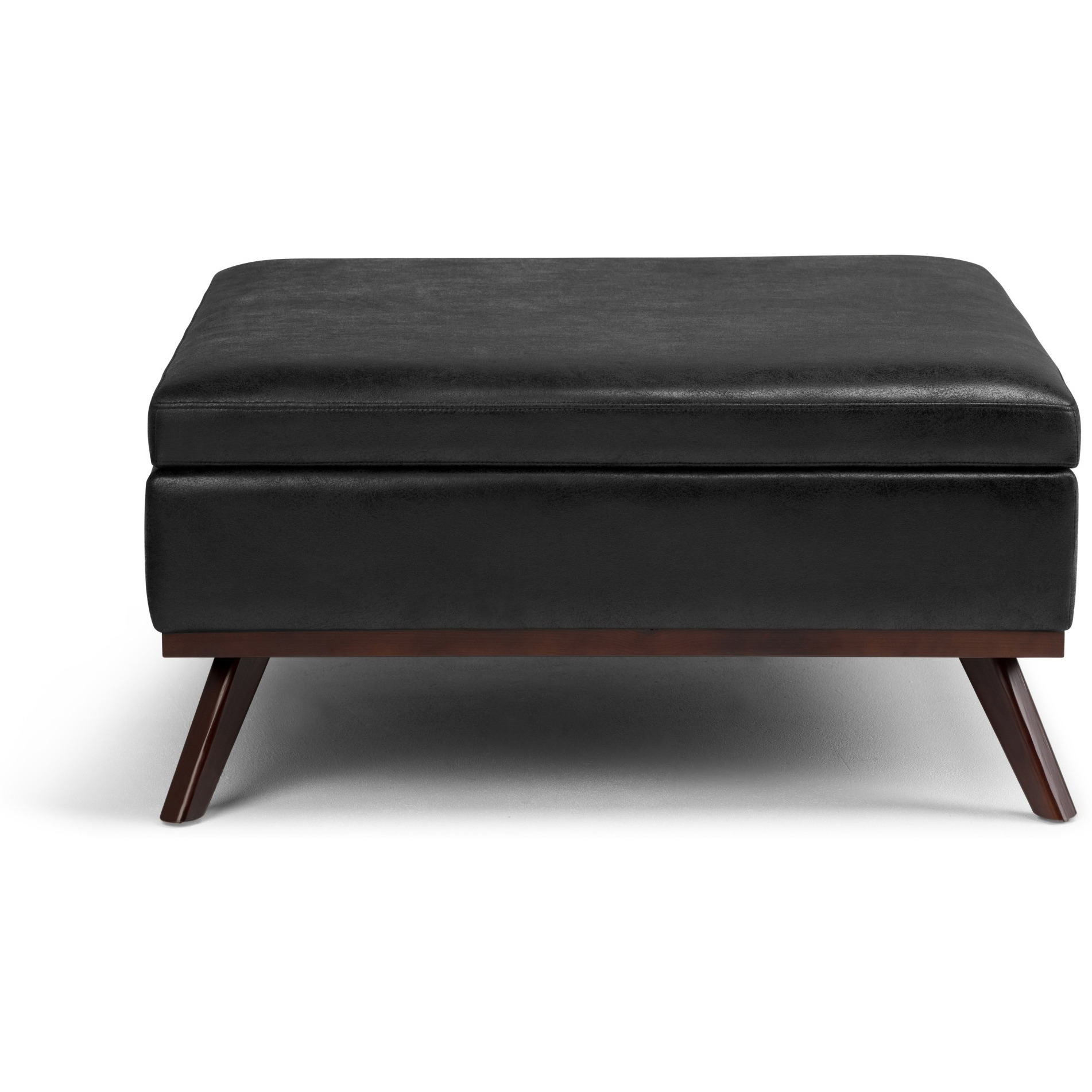 Owen 36 in Wide Square Square Coffee Table Storage Ottoman - Distressed Black