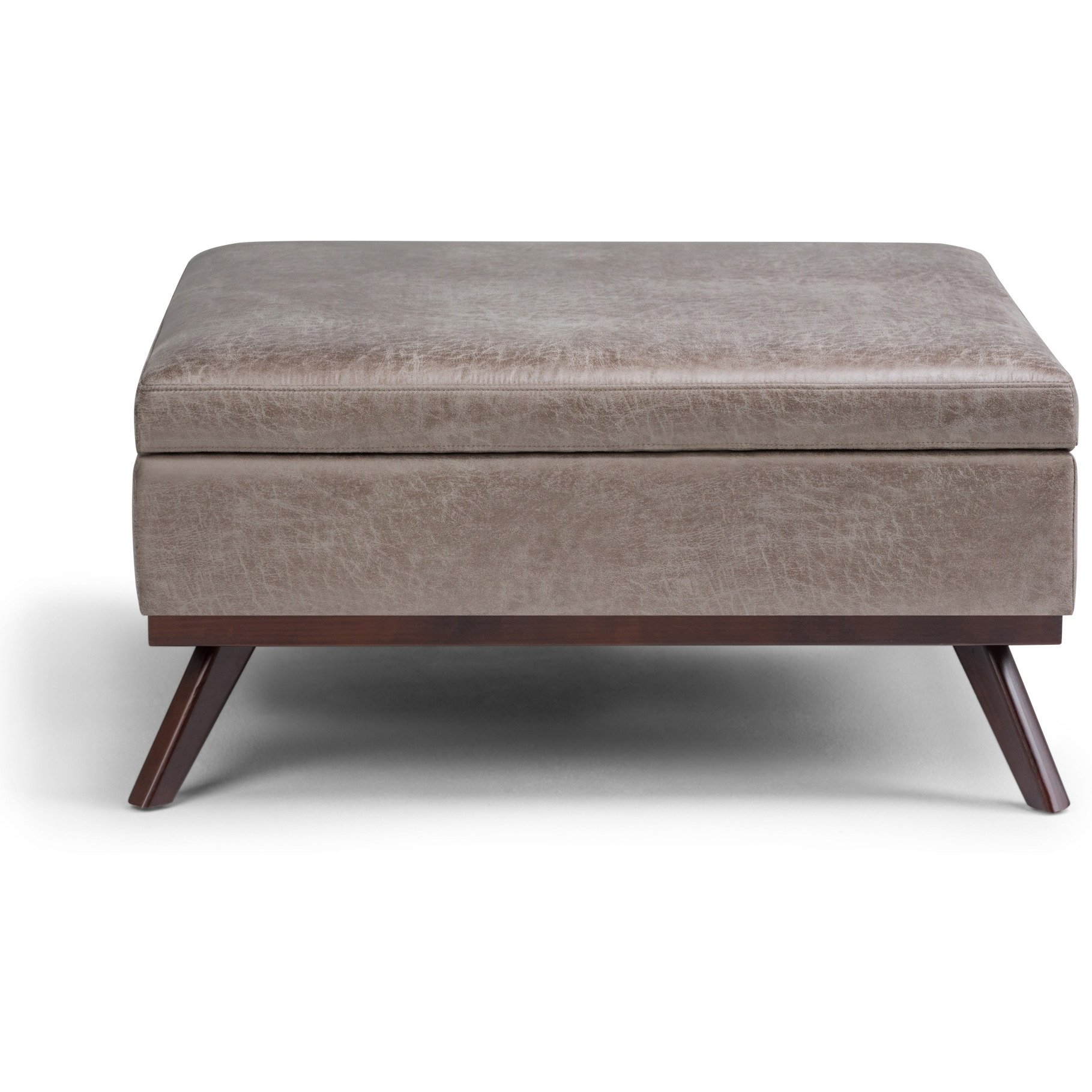 Owen 36 in Wide Square Square Coffee Table Storage Ottoman - Distressed Grey Taupe