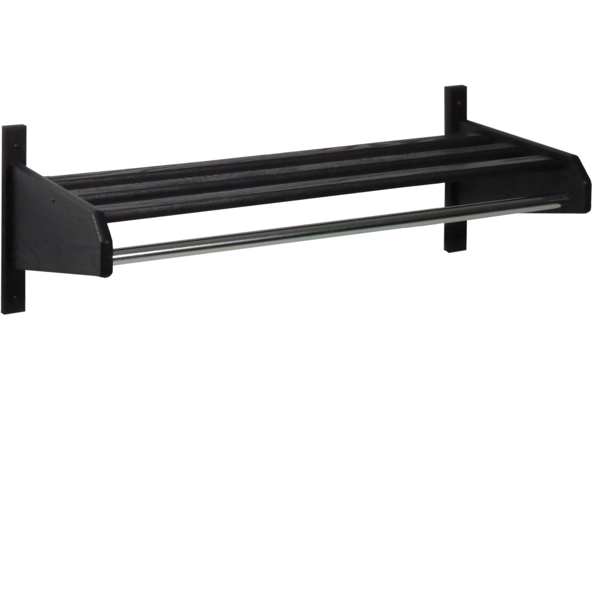 Wooden Mallet 38" Oak Coat & Hat Rack, 5/8" Diameter Bar, Black