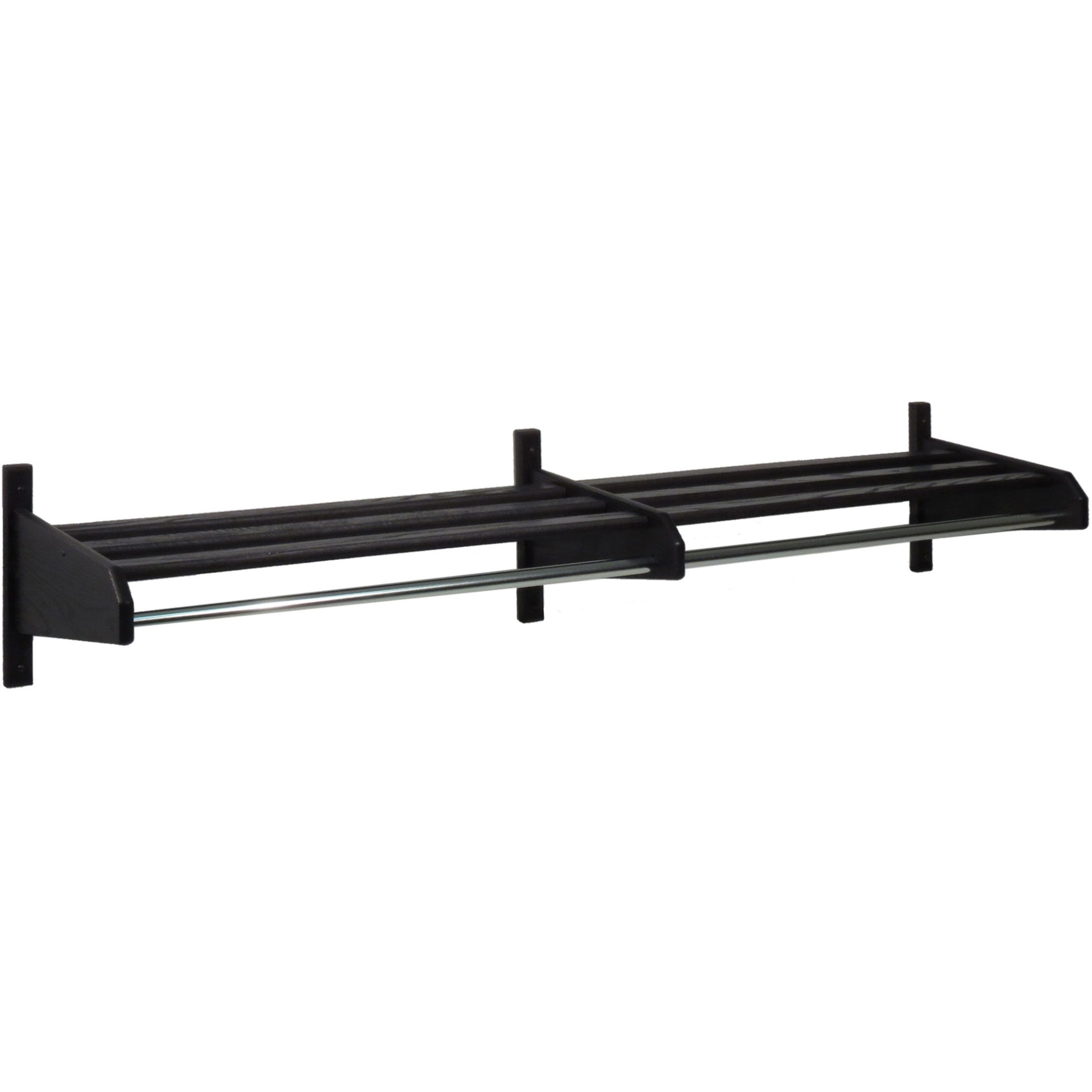 Wooden Mallet 74" Oak Coat & Hat Rack, 1" Diameter Bar, Black