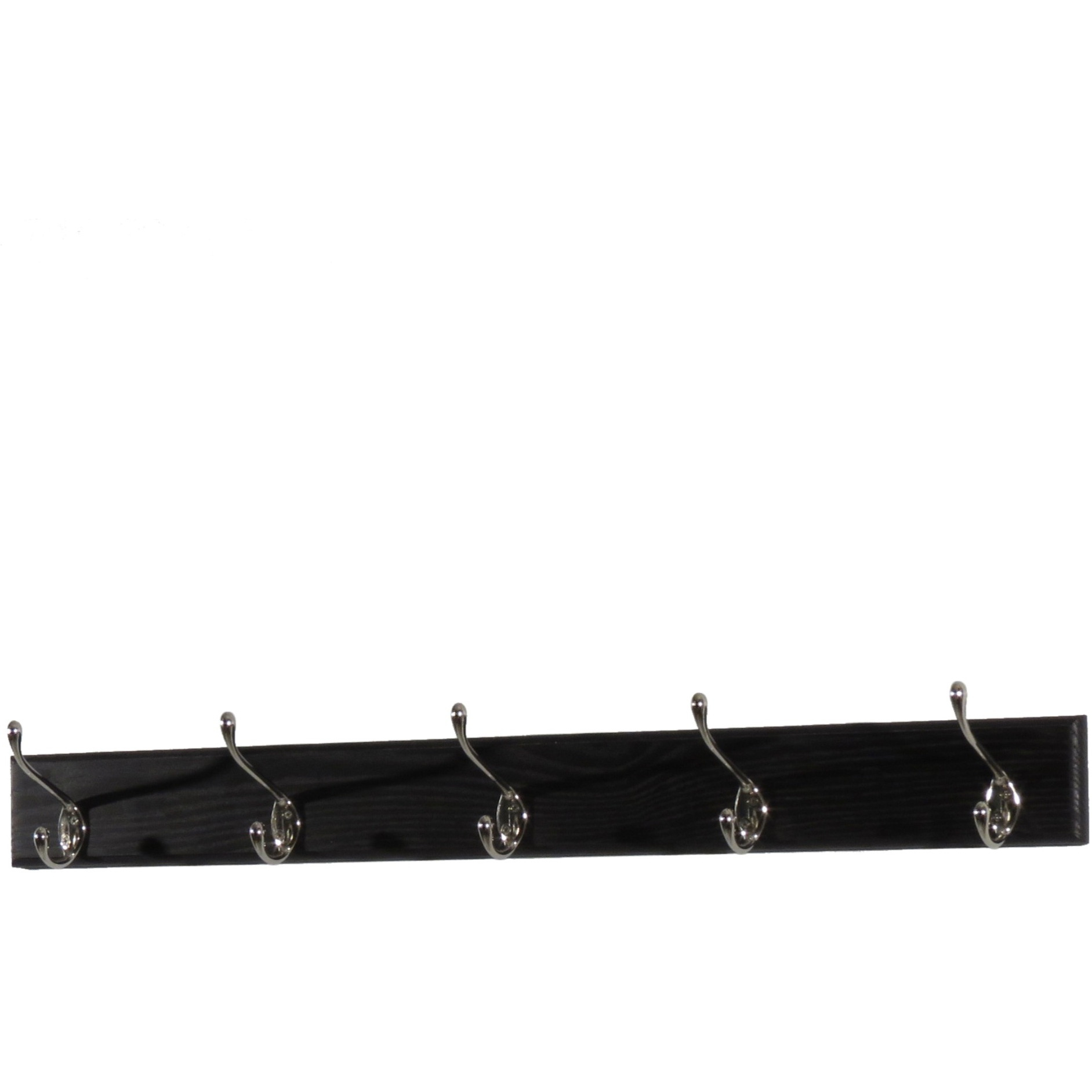 Wooden Mallet 5 Hook Coat Rack, Nickel Hooks, Black