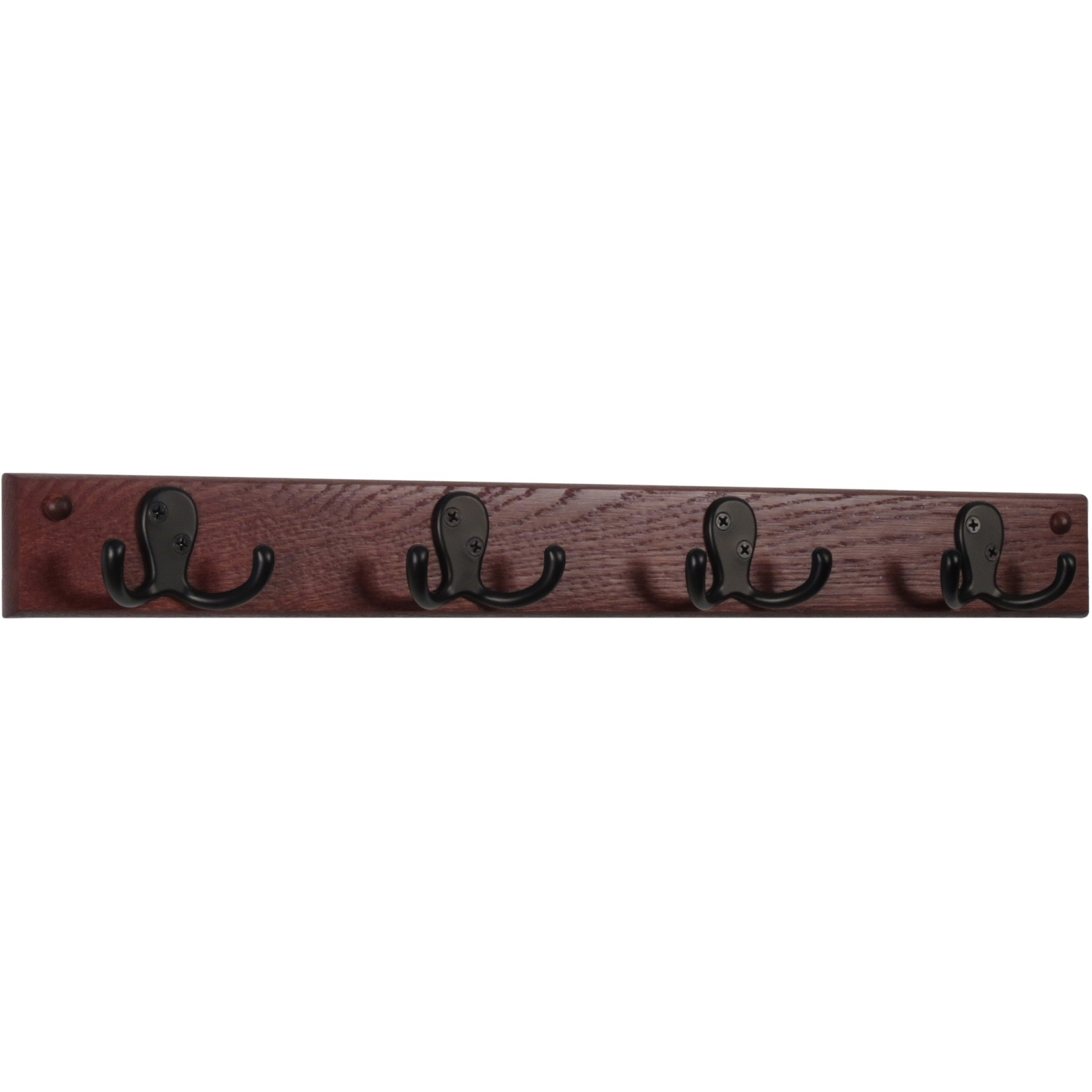 Wooden Mallet 4 Double Prong Hook Rail/Coat Rack, Black Hooks, Mahogany