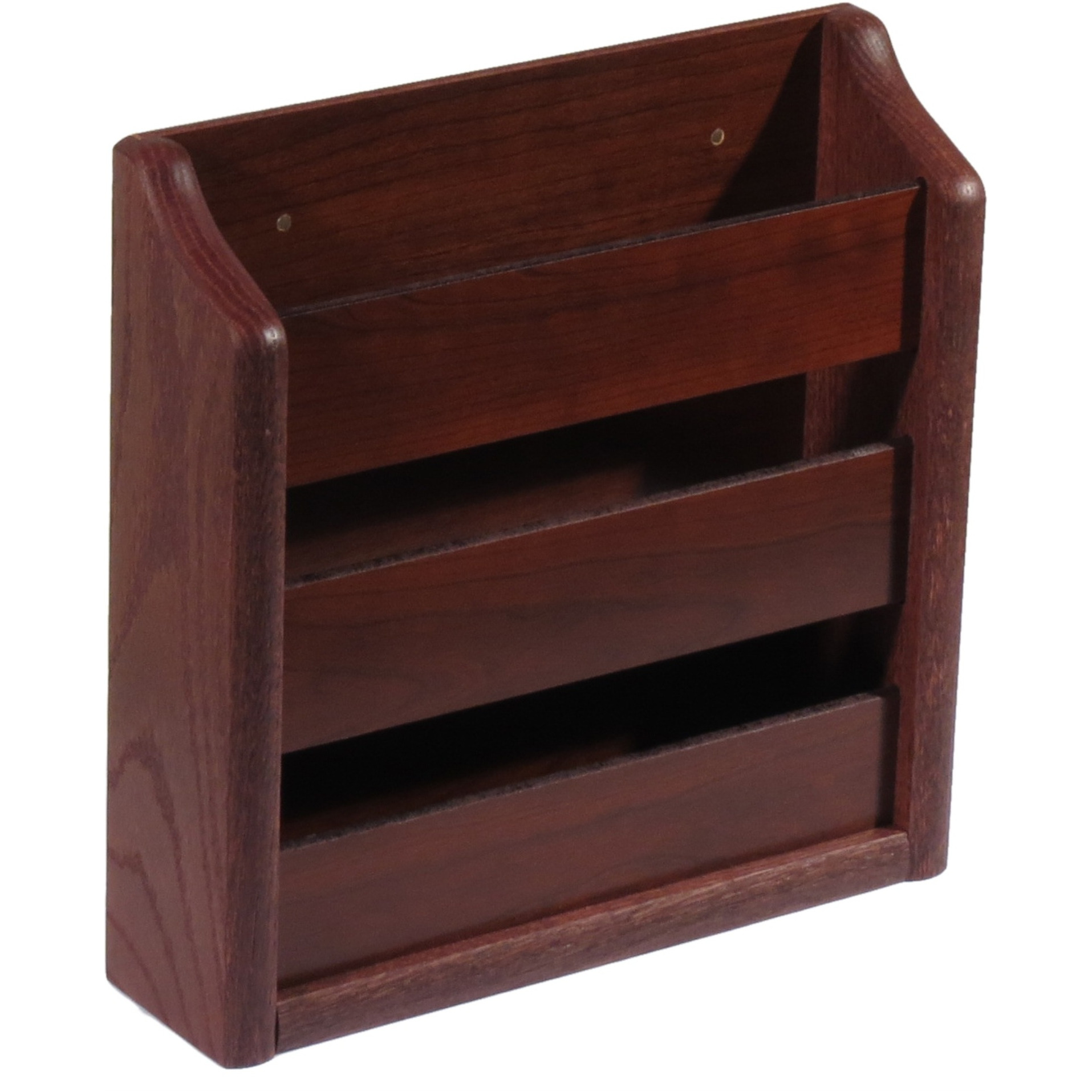 Wooden Mallet Oak Magazine Rack, Wall Mount or Tabletop, Mahogany