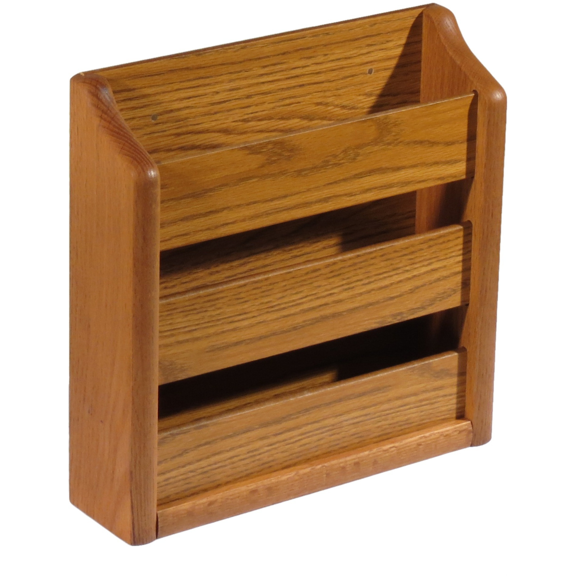 Wooden Mallet Oak Magazine Rack, Wall Mount or Tabletop, Medium Oak