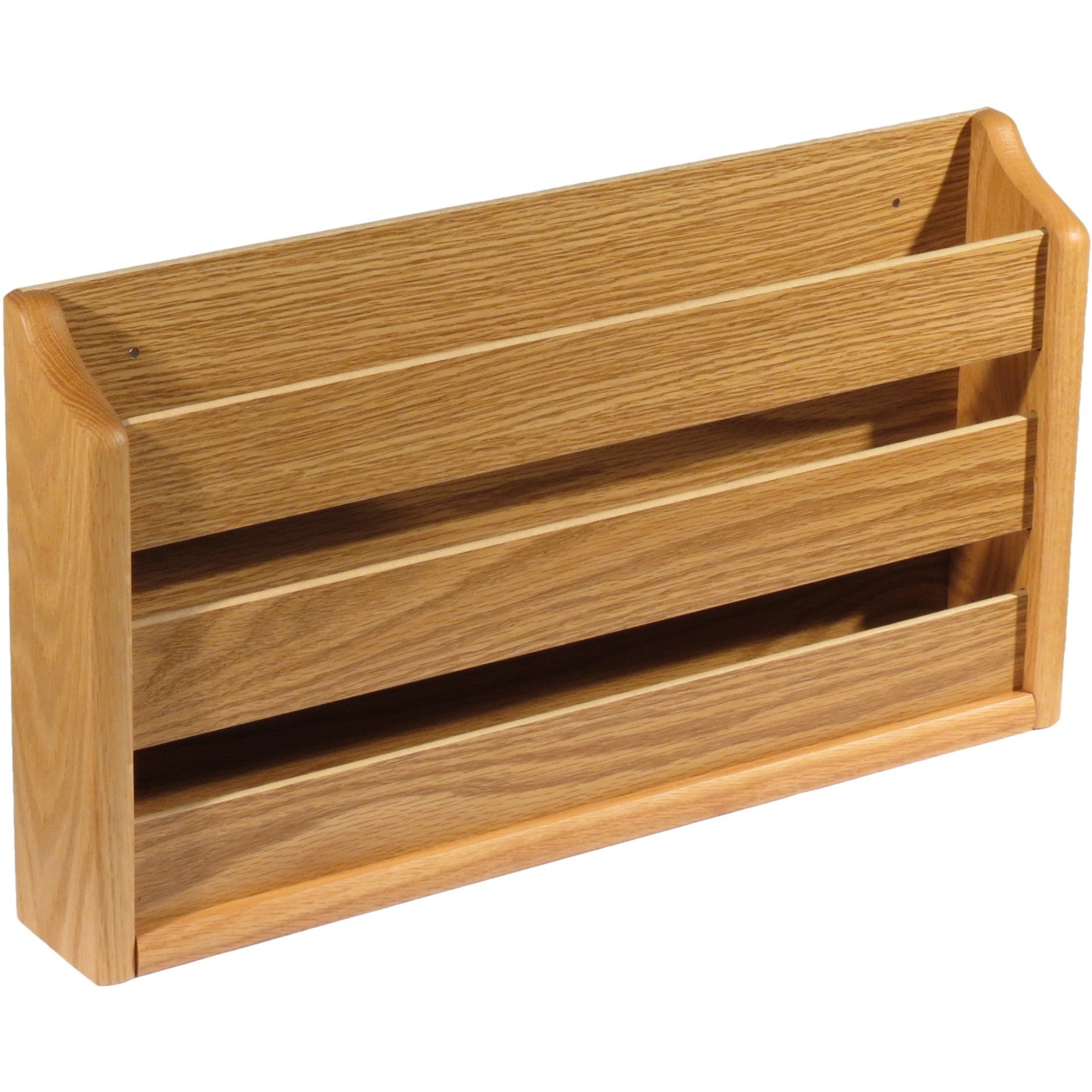 Wooden Mallet Doublewide Oak Magazine Rack, Wall Mount or Tabletop, Light Oak
