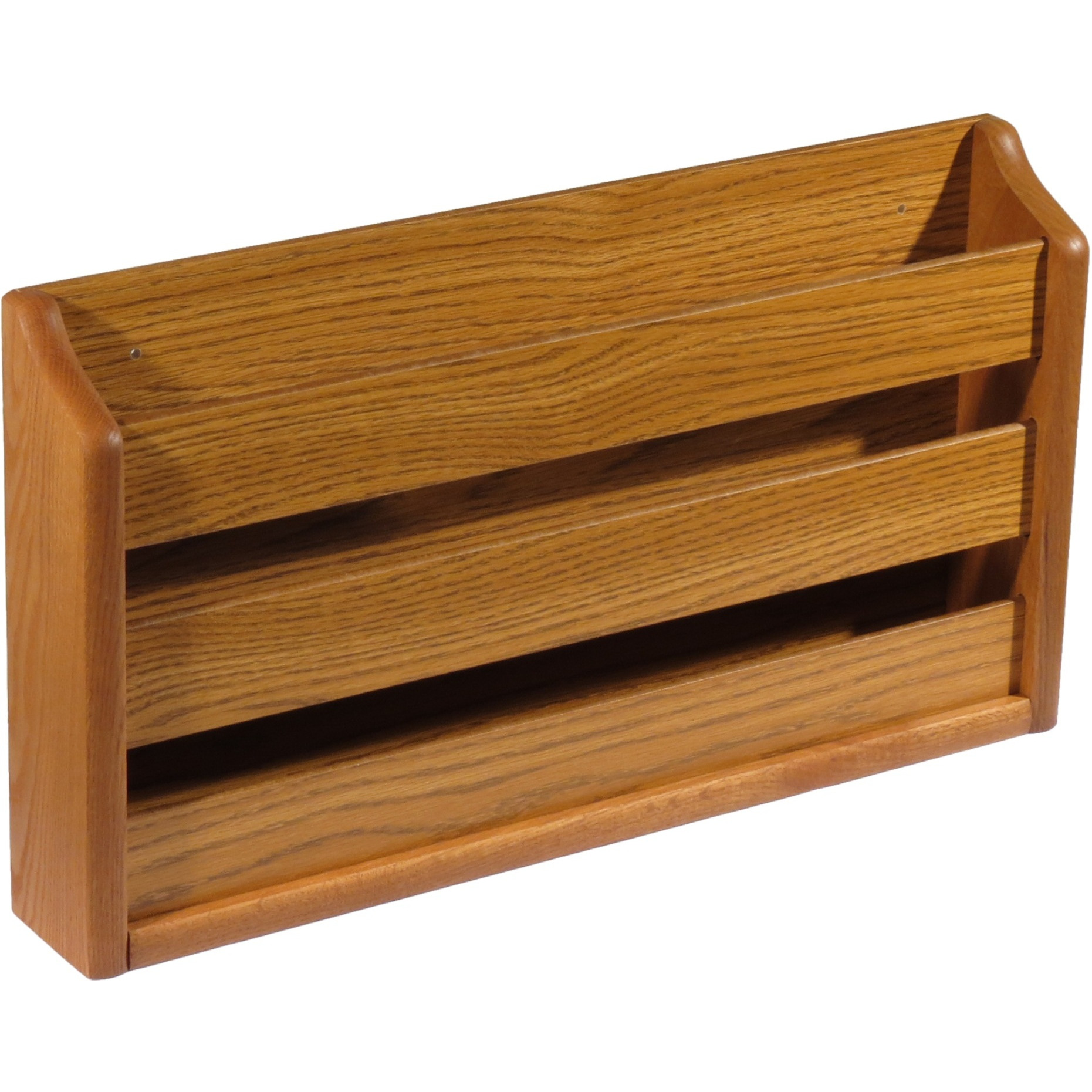 Wooden Mallet Doublewide Oak Magazine Rack, Wall Mount or Tabletop, Medium Oak