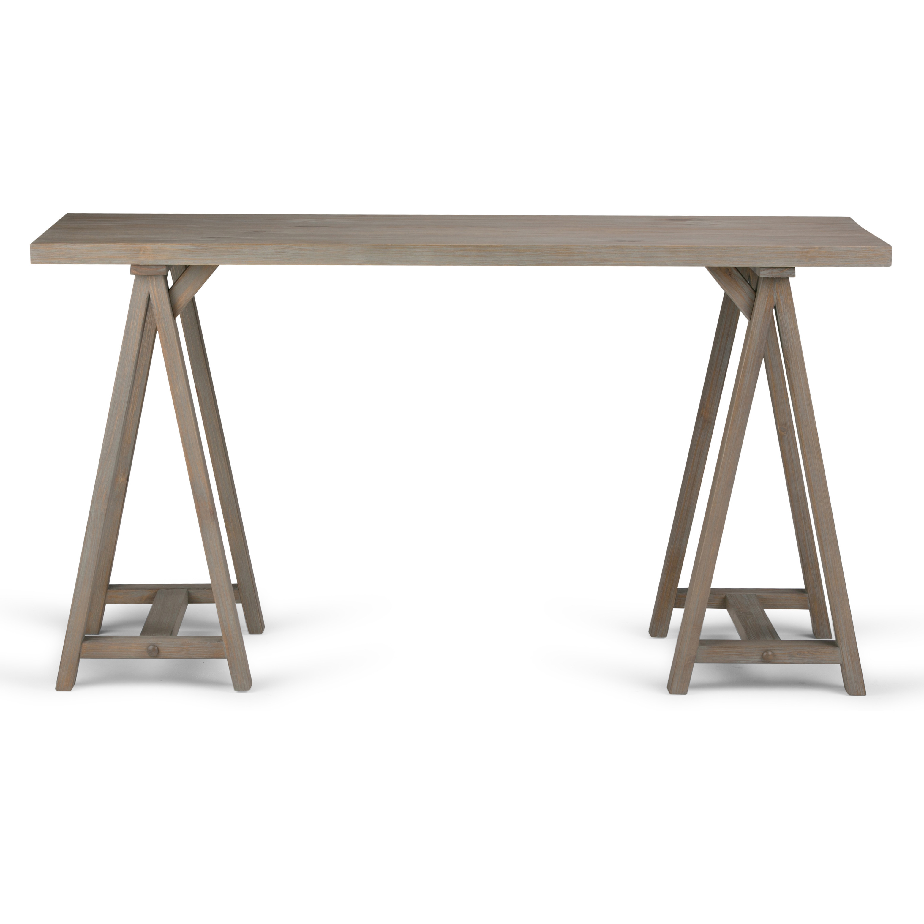 Sawhorse SOLID WOOD Modern Industrial 56 inch Wide Writing Desk in Distressed Grey