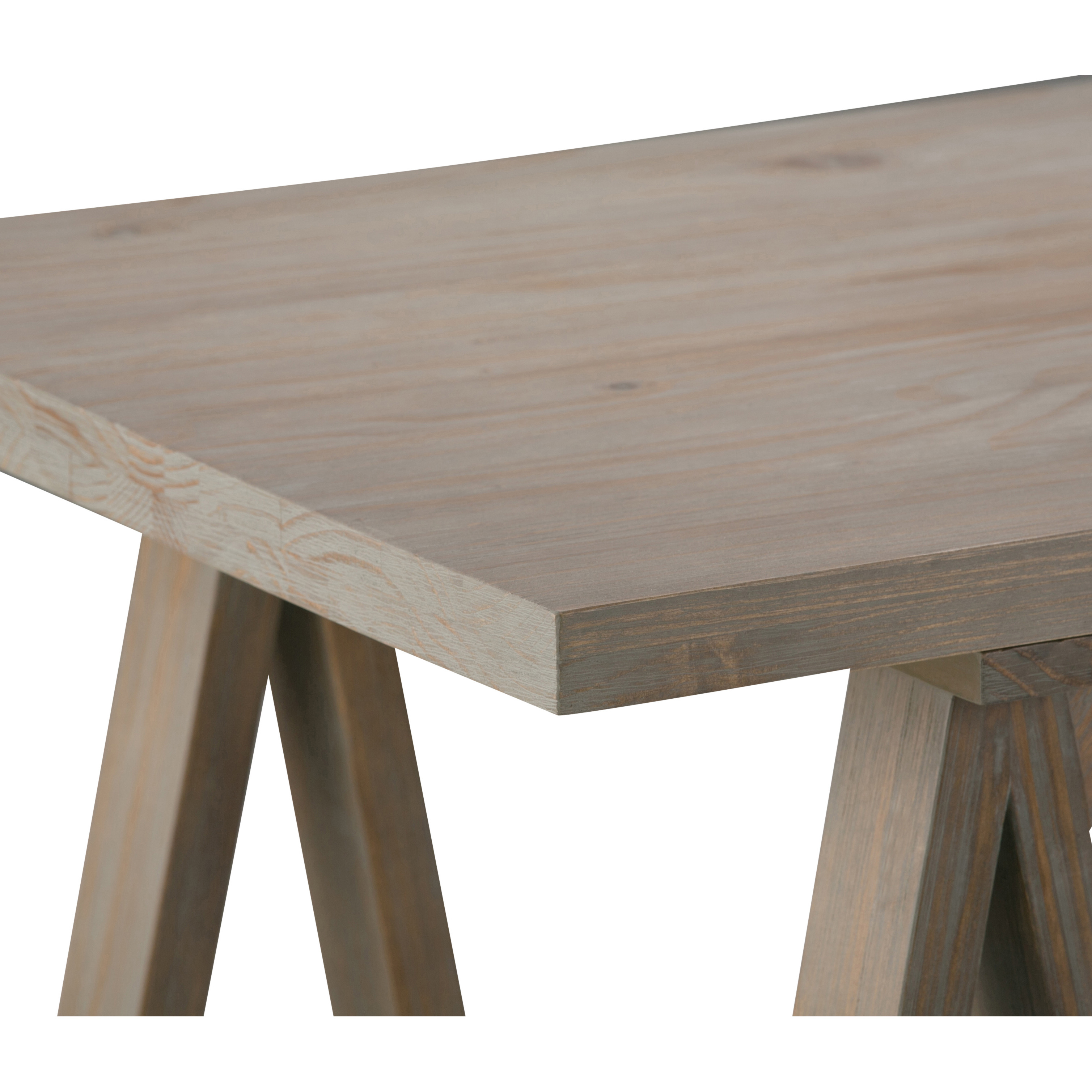 Sawhorse SOLID WOOD Modern Industrial 56 inch Wide Writing Desk in Distressed Grey