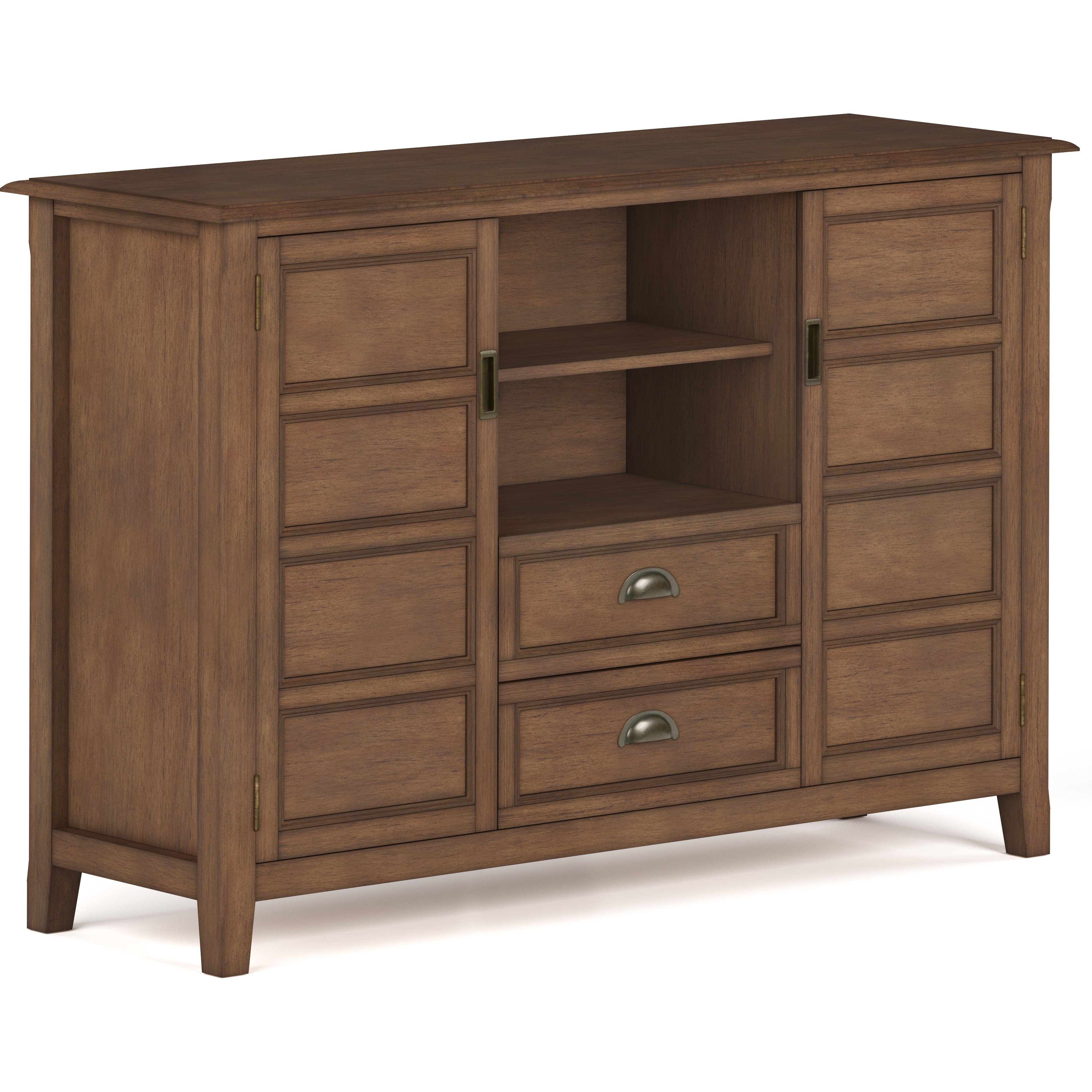 Burlington SOLID WOOD Tall TV Media Stand in Rustic Natural Aged Brown For TVs up to 60 inches