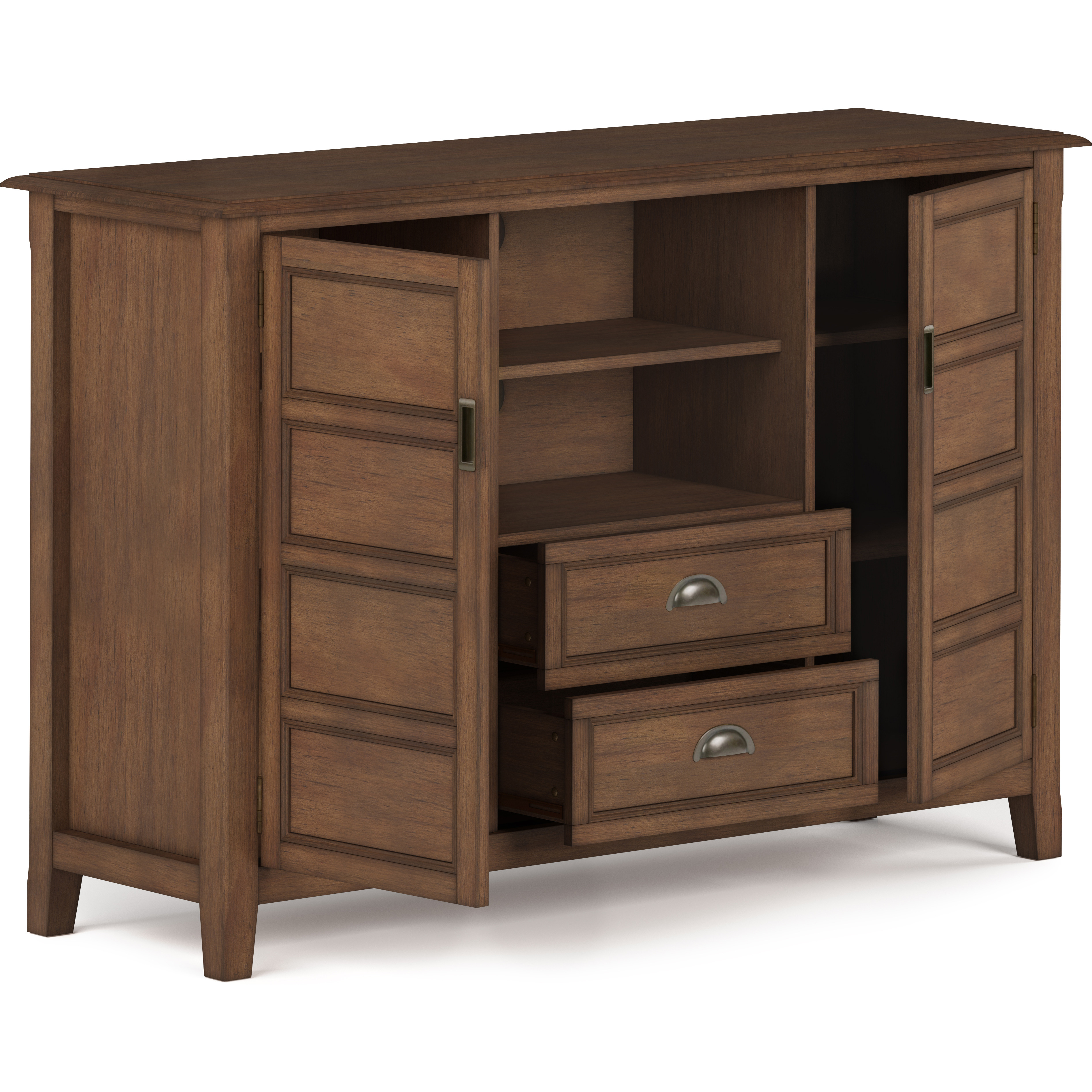 Burlington SOLID WOOD Tall TV Media Stand in Rustic Natural Aged Brown For TVs up to 60 inches