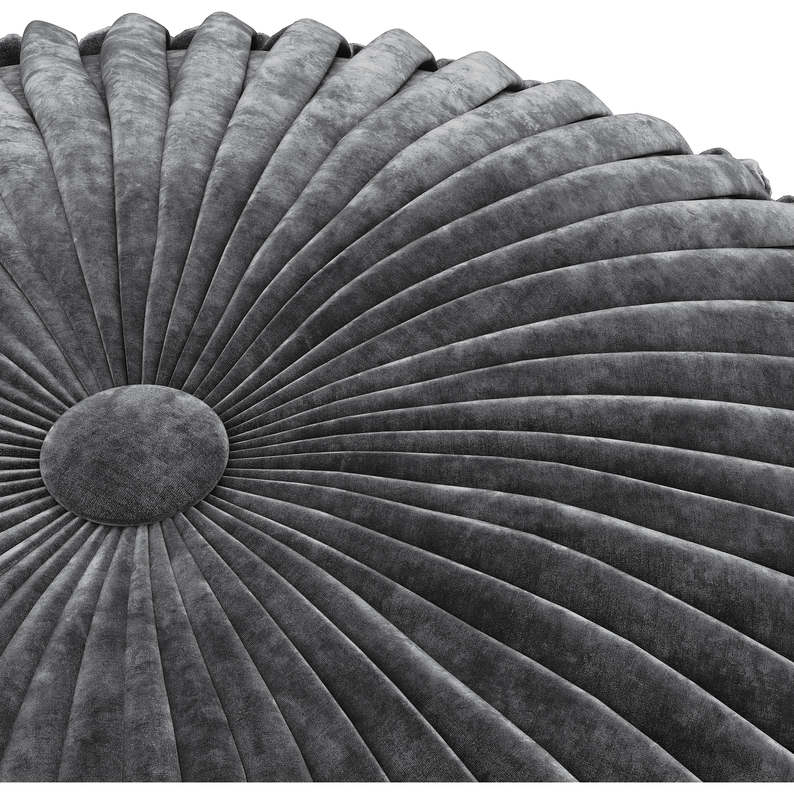 Renee Boho Round Pouf in Slate Grey Velvet Fabric