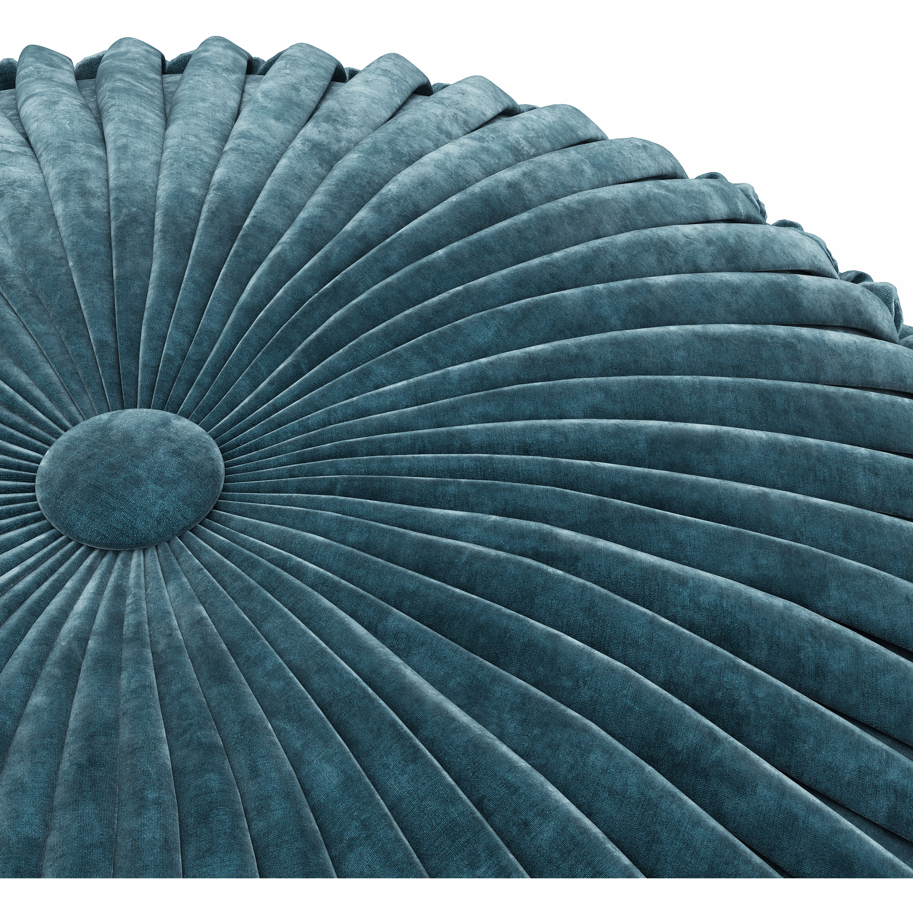 Renee Boho Round Pouf in Teal Velvet Fabric