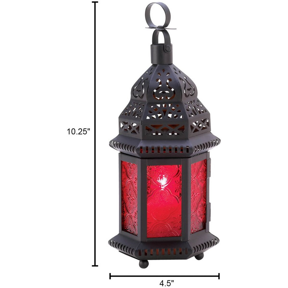 RED GLASS MOROCCAN LANTERN