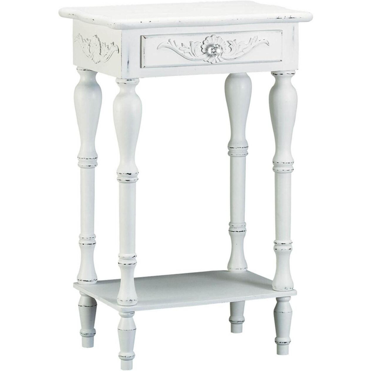 CARVED WHITE SIDE TABLE