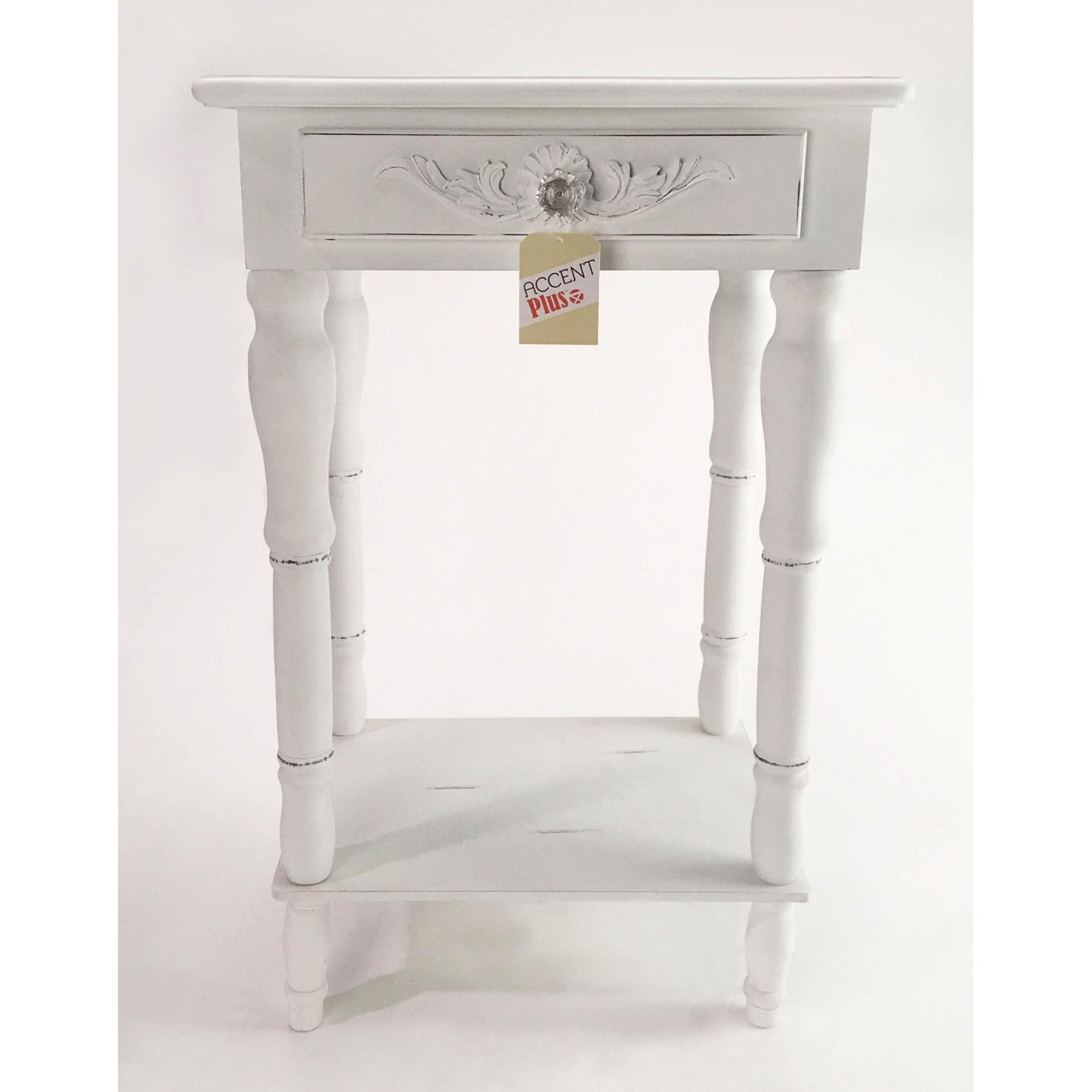 CARVED WHITE SIDE TABLE